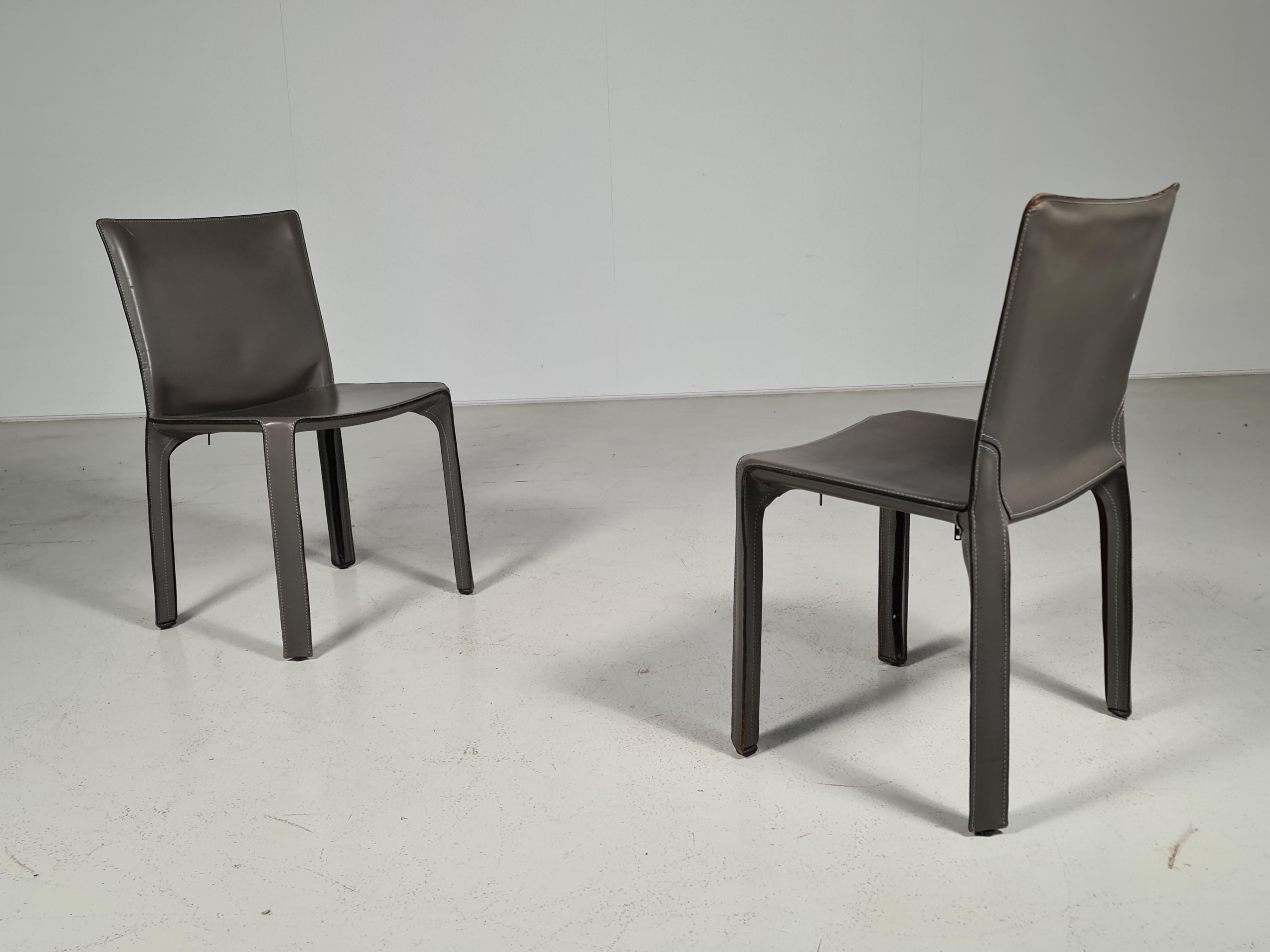 Set of 2 CAB 412 Chairs by Mario Bellini for Cassina, 1980s 1