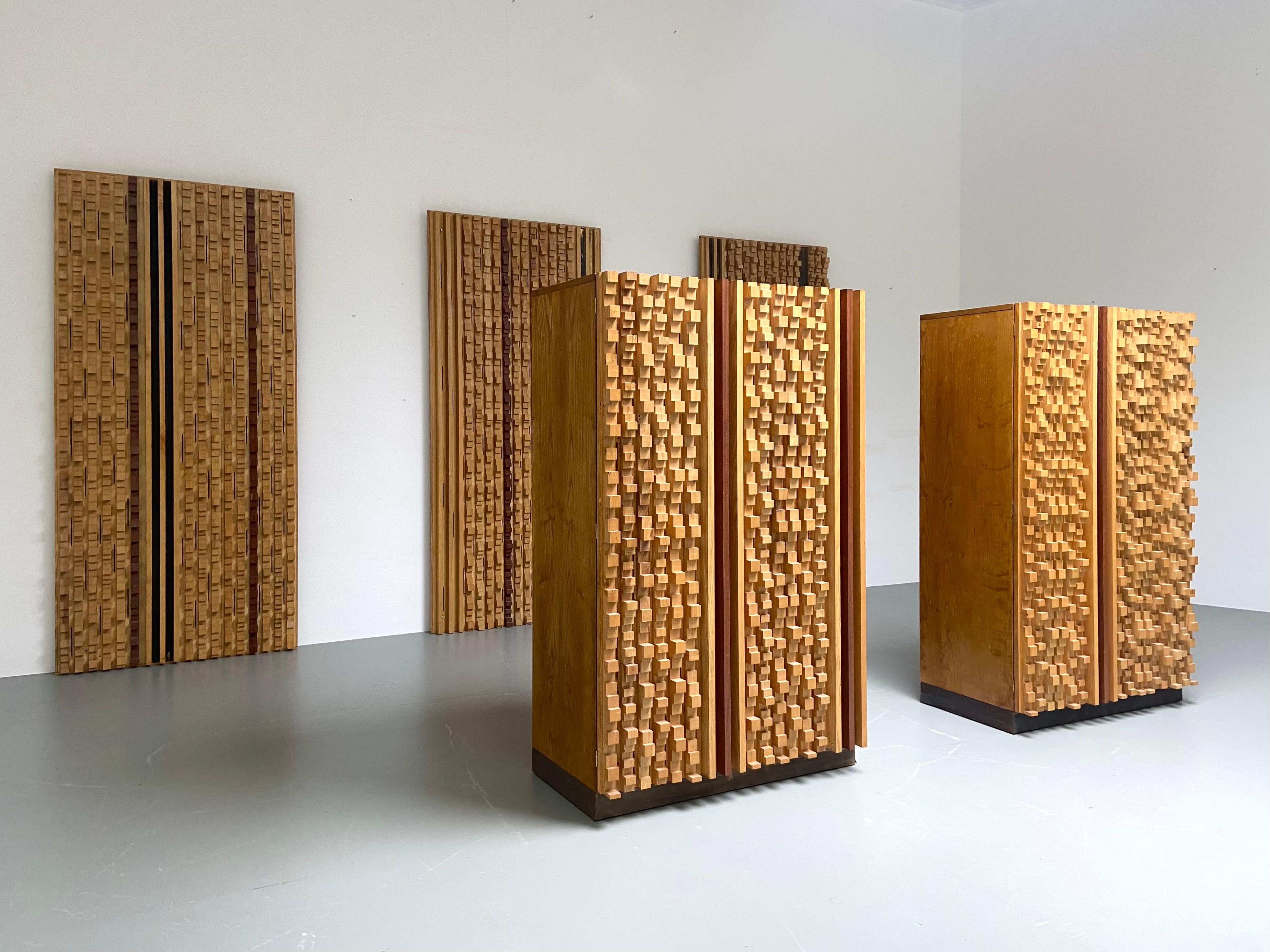 Set of 2 Cabinets and 3 Wall Panels by Stefano d'Amico, Italy, 1974 For Sale 4