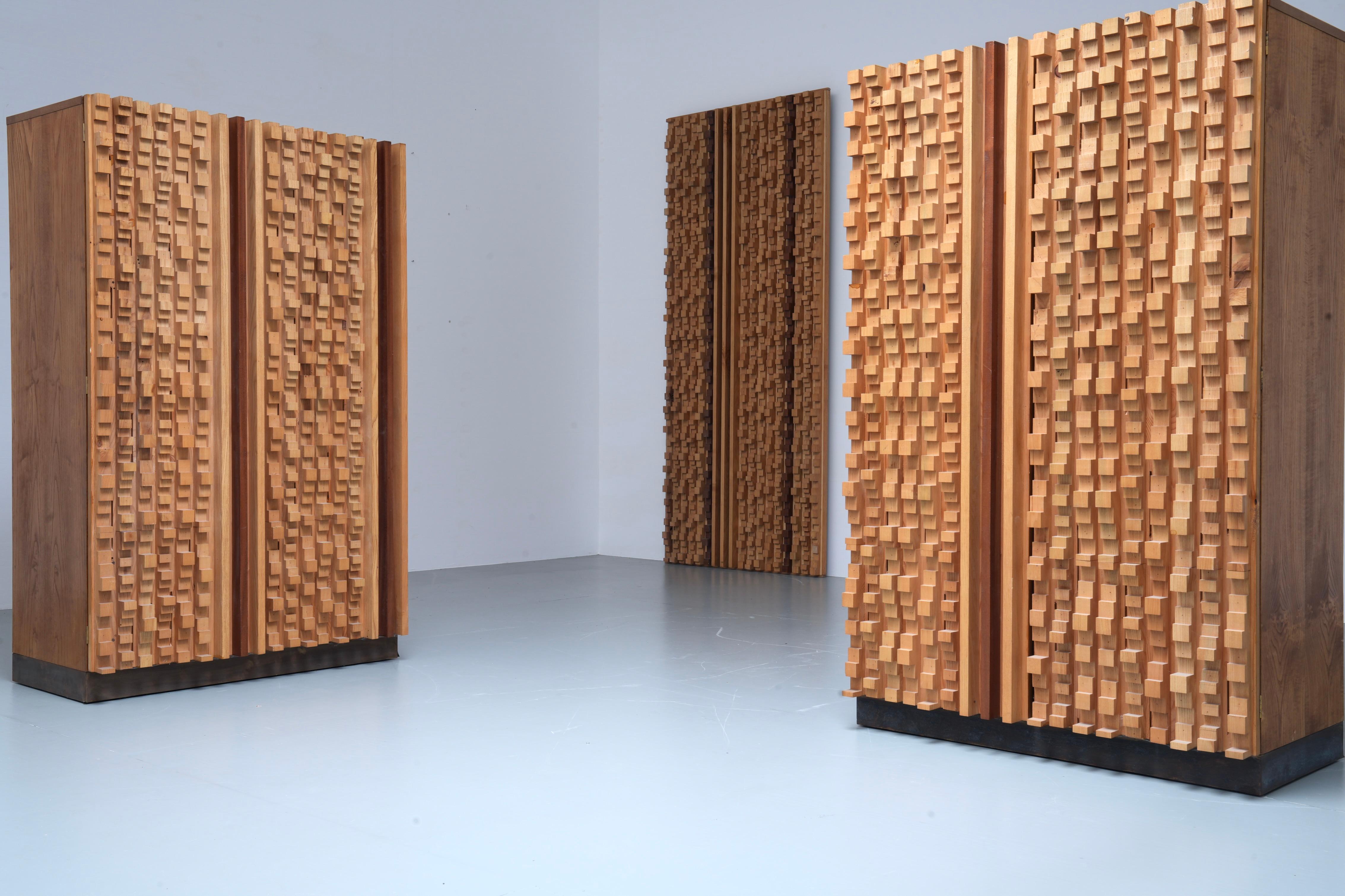 Mid-Century Modern Set of 2 Cabinets and 3 Wall Panels by Stefano d'Amico, Italy, 1974 For Sale