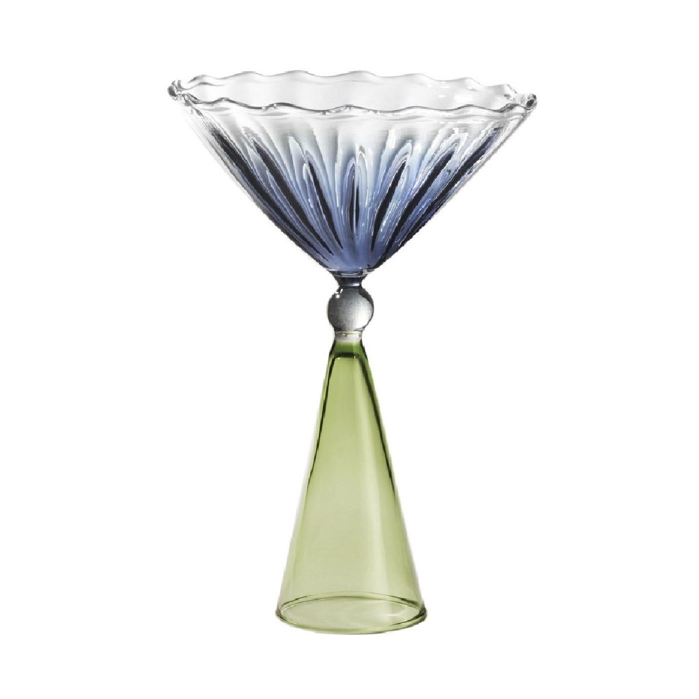 Set of 2 Calypso Blue and Green Martini Glasses by Serena Confalonieri For Sale 1