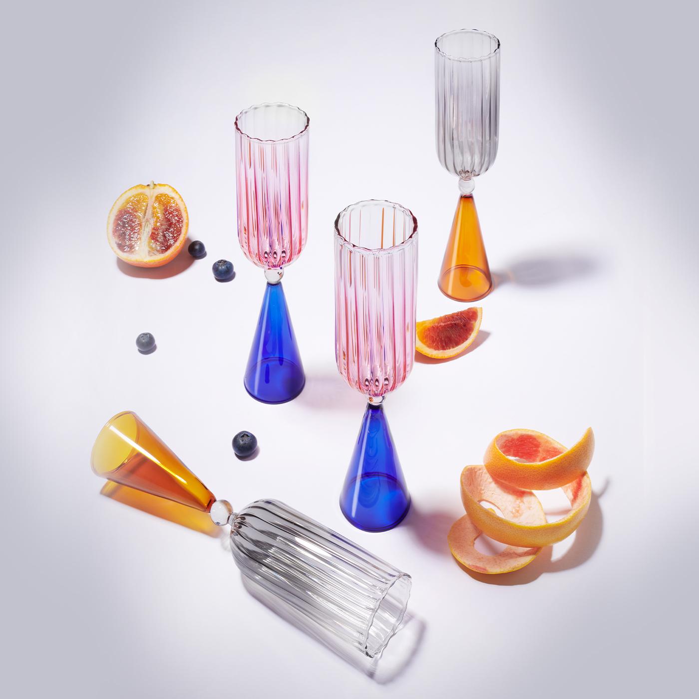 Verre Ensemble de 2 flûtes en verre Calypso de Serena Confalonieri en vente