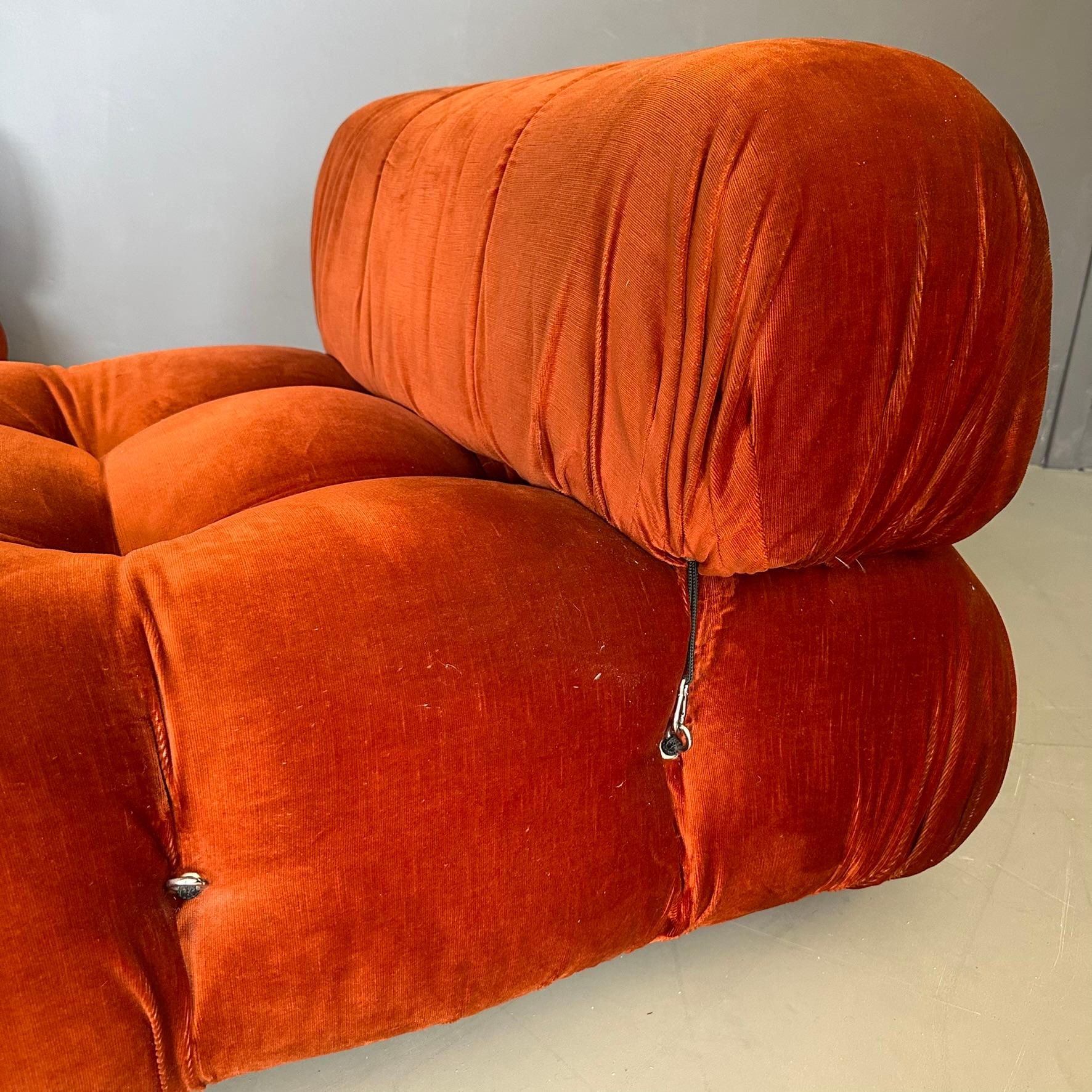 Mid-Century Modern Set of 2 Camaleonda modular armchairs/sofas by Mario Bellini, C&B 1970 1970s