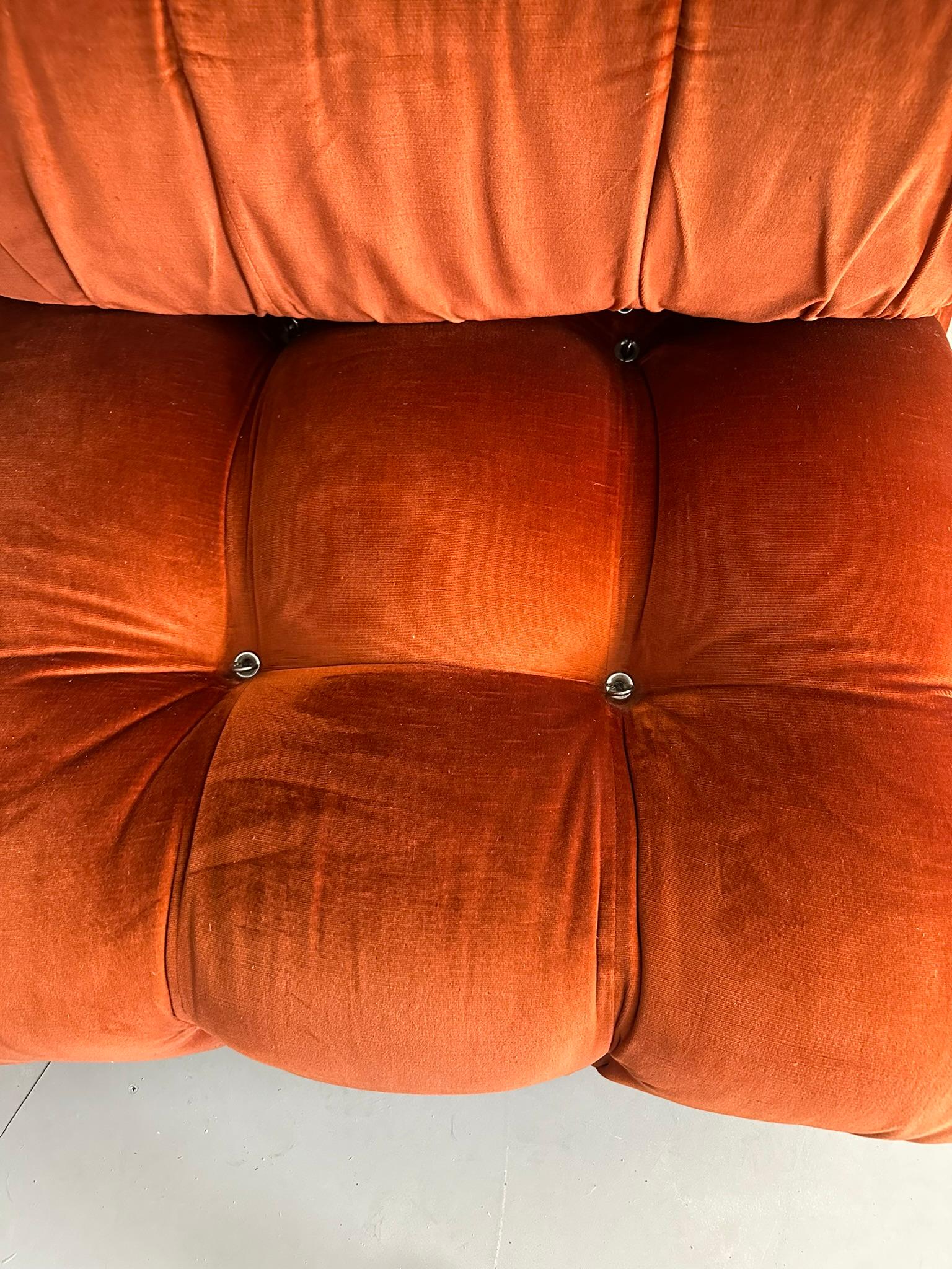 Velvet Set of 2 Camaleonda modular armchairs/sofas by Mario Bellini, C&B 1970 1970s