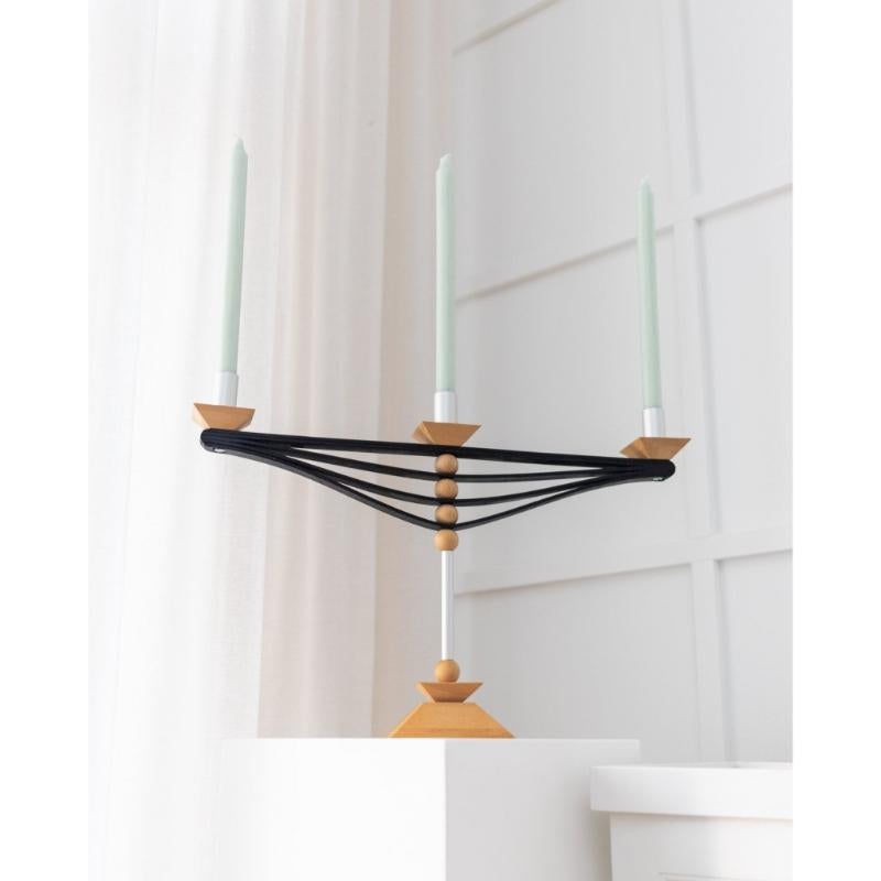 2er-Set Kerzenständer aus Holz und Aluminium Italien, 1970er Jahre im Angebot 5