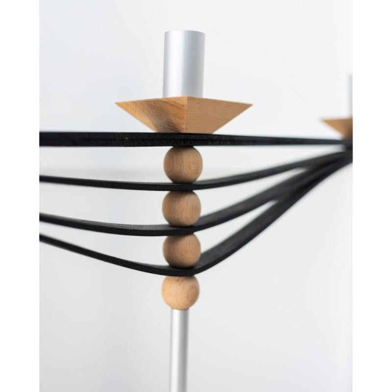 2er-Set Kerzenständer aus Holz und Aluminium Italien, 1970er Jahre im Angebot 3