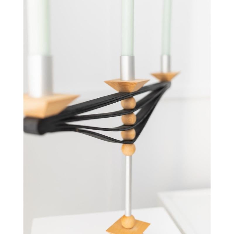 2er-Set Kerzenständer aus Holz und Aluminium Italien, 1970er Jahre im Angebot 4