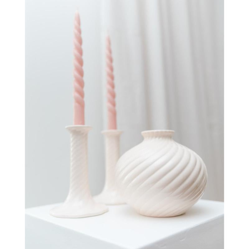 Ceramica Set di 2 portacandele e vaso in ceramica di design del Medioevo, anni '70 in vendita