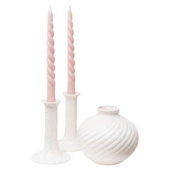 Set of 2 Candleholders and Vase Mid Century Design Ceramic, 1970s