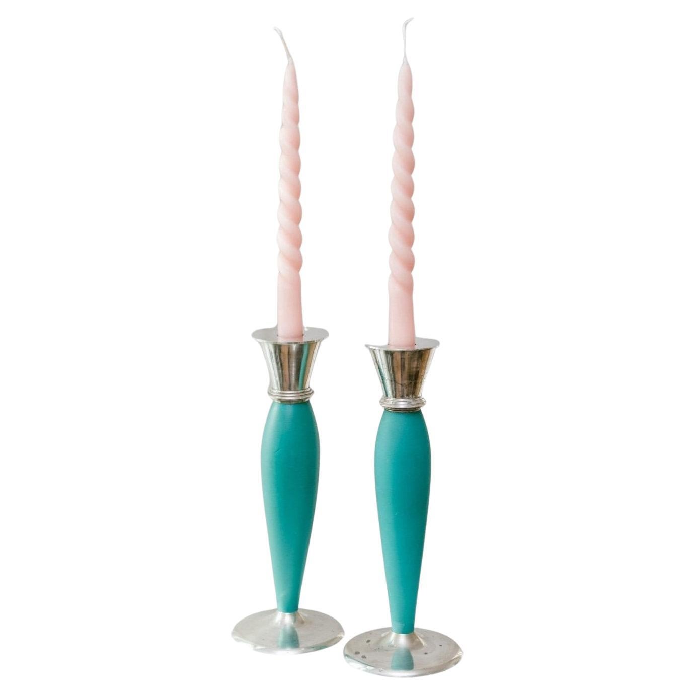 Set of 2 Candleholders Postmodern Retro Memphis Style, 2000 For Sale