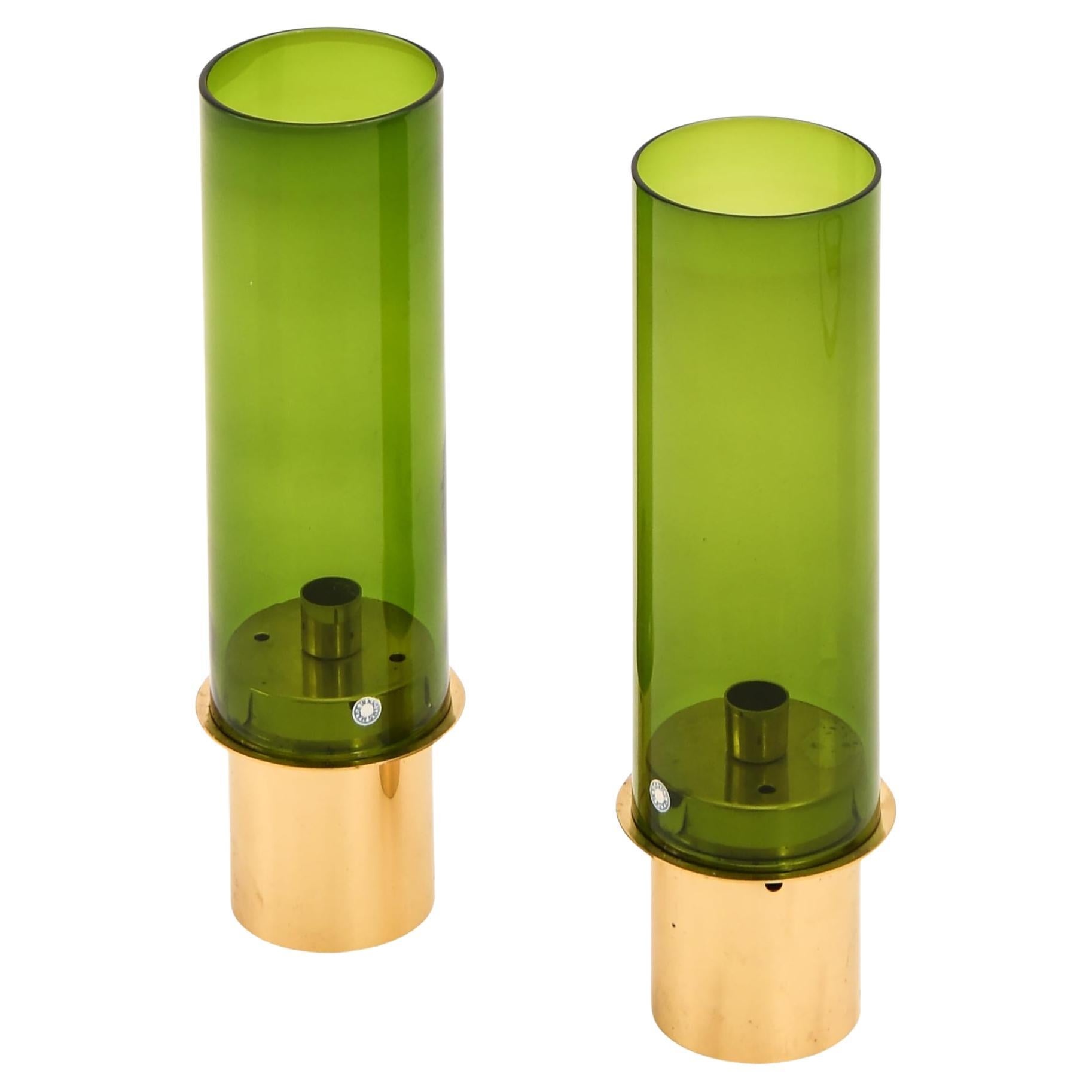 2er-Set Kerzenleuchter aus Messing und Glas von Hans-Agne Jakobsson, 1960er Jahre
