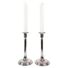 Set Of 2 Candlesticks Made In Silver Plated Brass 
Decorated With Pearl Trim