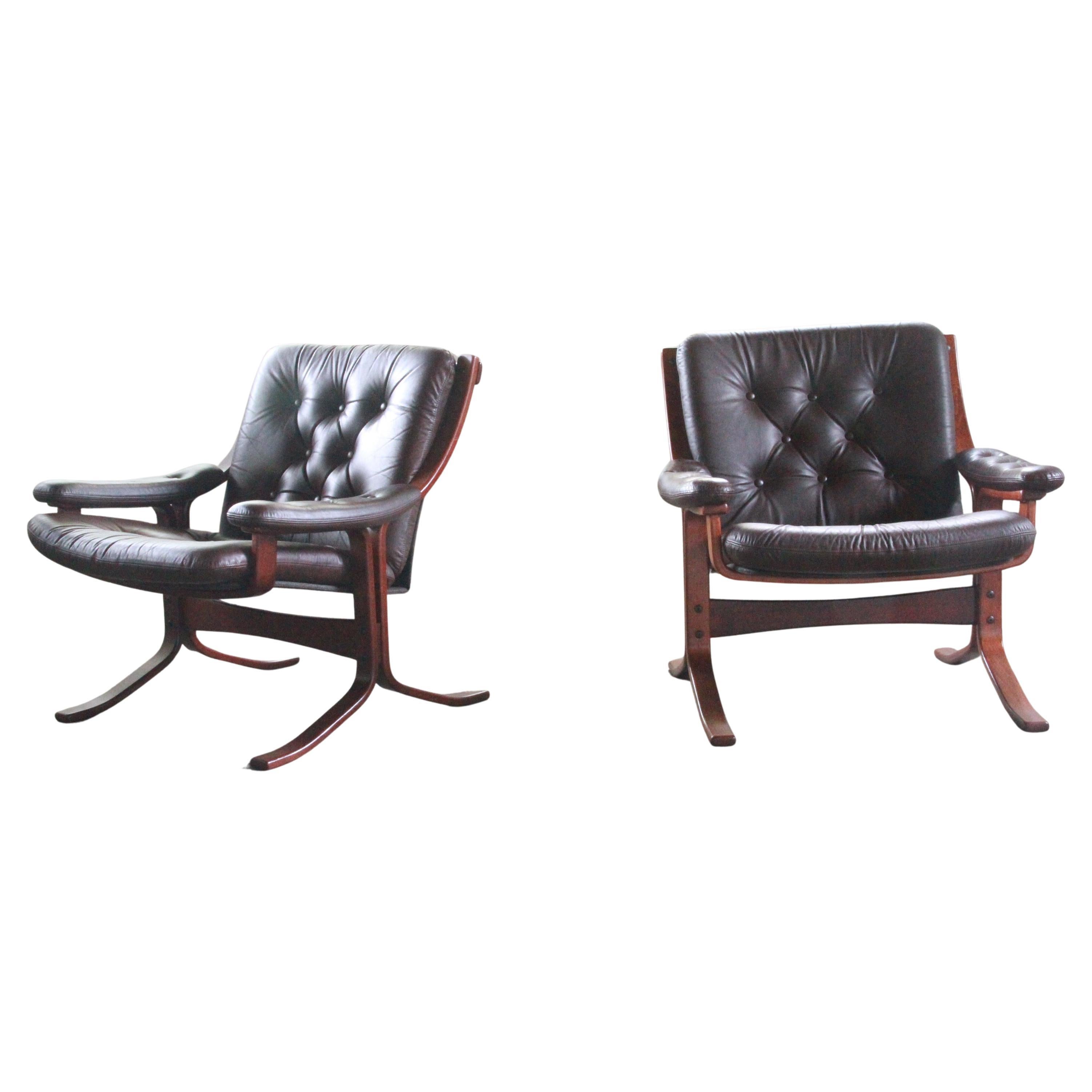 Ensemble de 2 fauteuils cantilever attr. Jon Hjortdal, Velledalen 1970