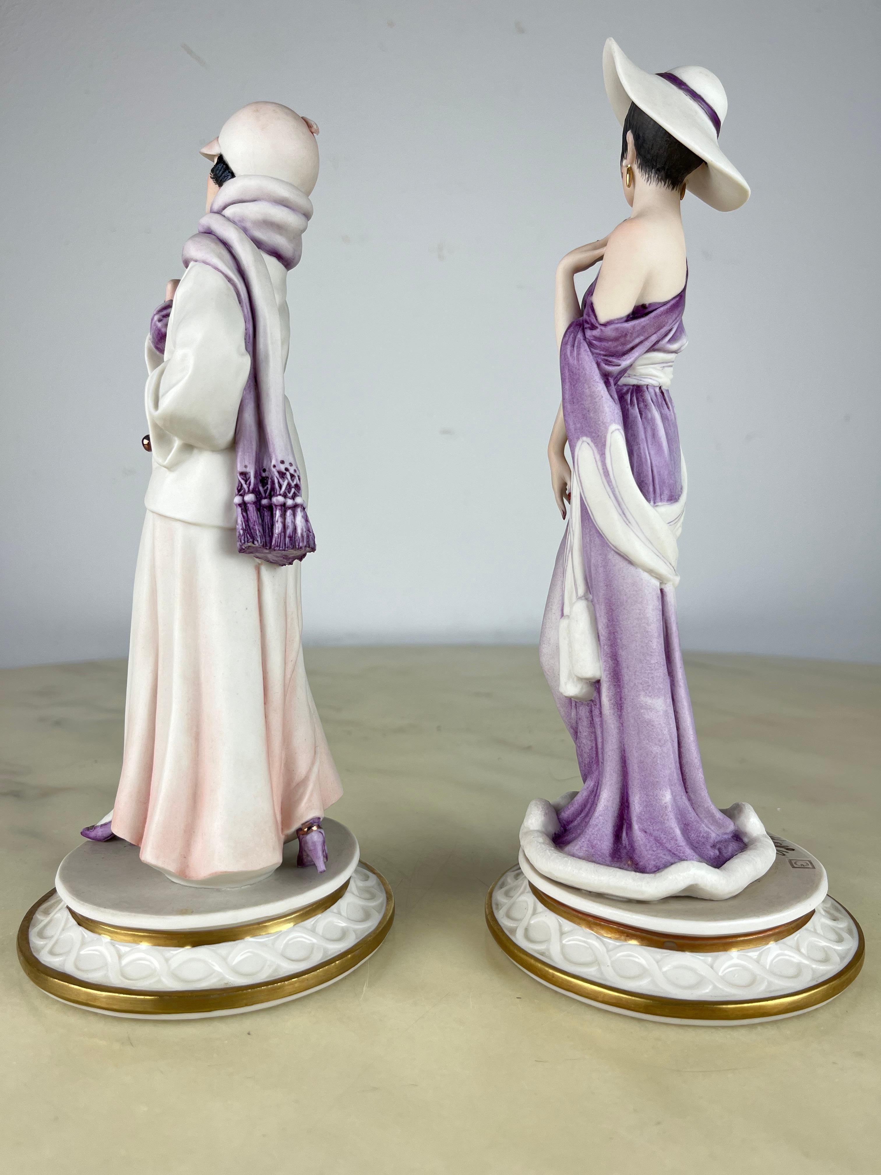 Set of 2 Capodimonte figurines by Sandro Maggioni, Italy, 1980s
One represents a model from 1913 and the other from 1930.
Intact and in excellent condition.
 His works denote a predisposition for attention to every detail and for a notable harmony