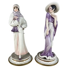 Ensemble de 2 figurines de Capodimonte par Sandro Maggioni, Italie, années 1980