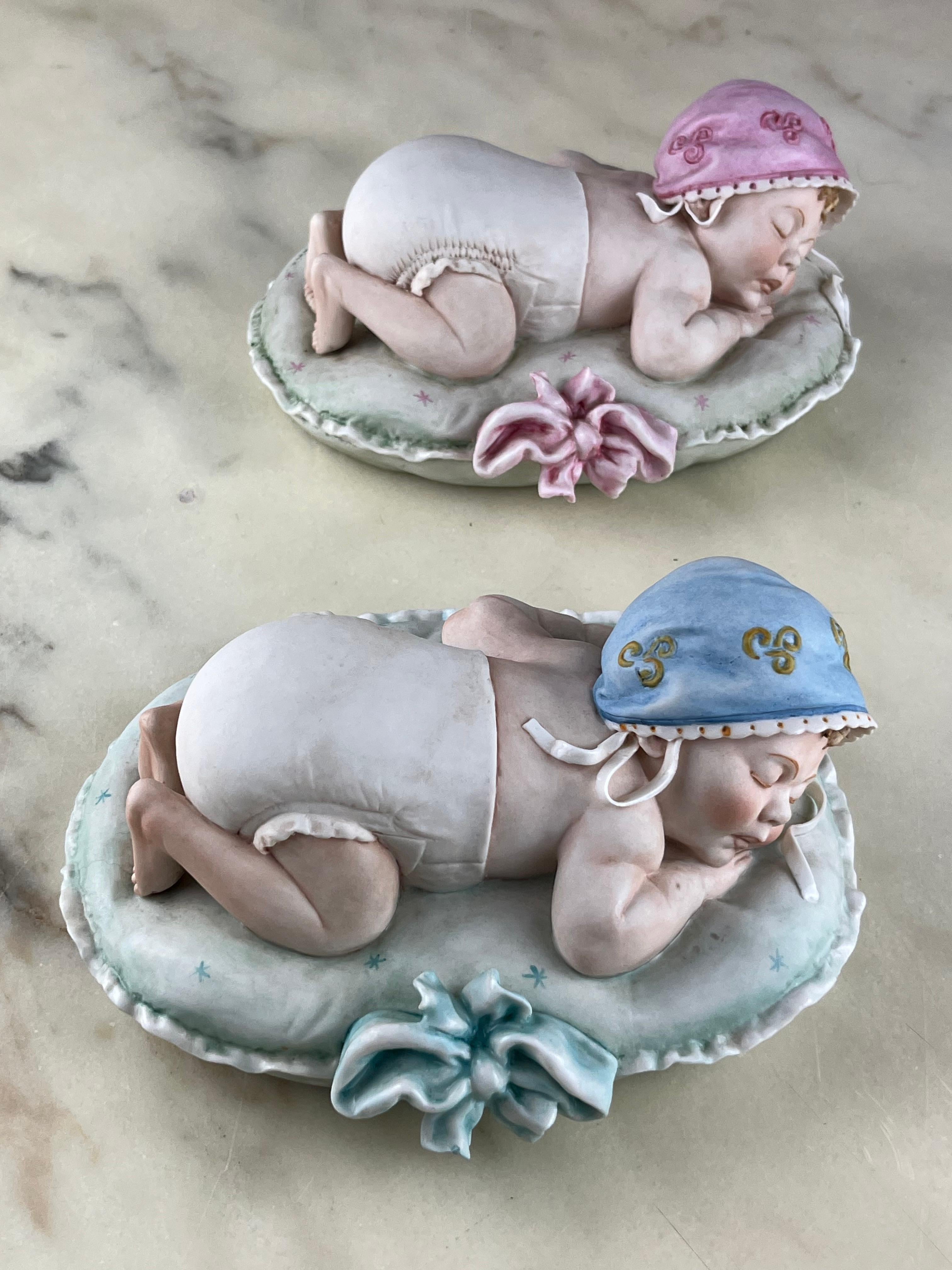 Italian Set of 2 Capodimonte Principe Porcelain 