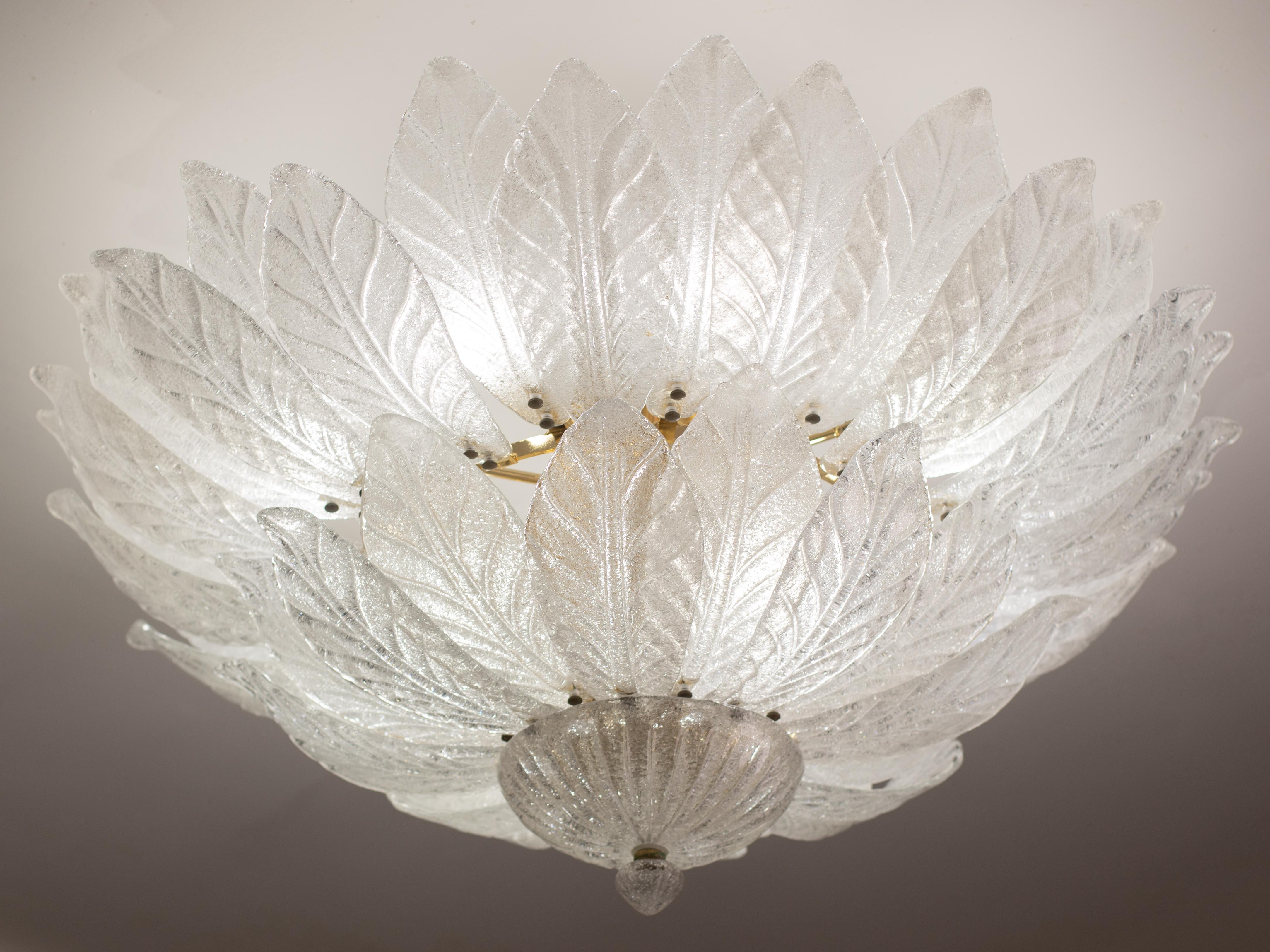 Late 20th Century Set of 2 Capri, Extra Large Big Size Murano Trasparent Glass Ceiling Light For Sale