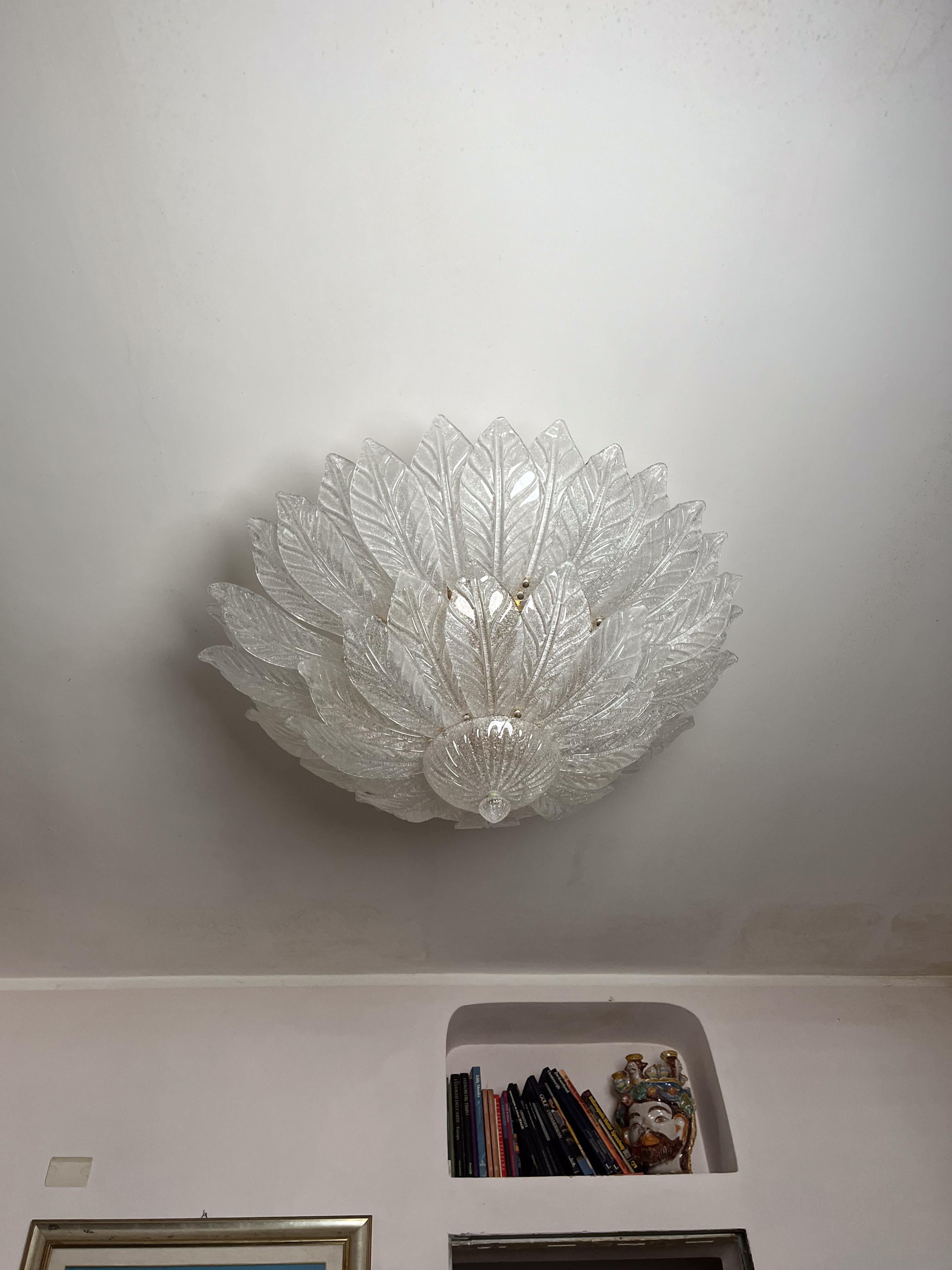 Set of 2 Capri, Extra Large Big Size Murano Trasparent Glass Ceiling Light For Sale 3