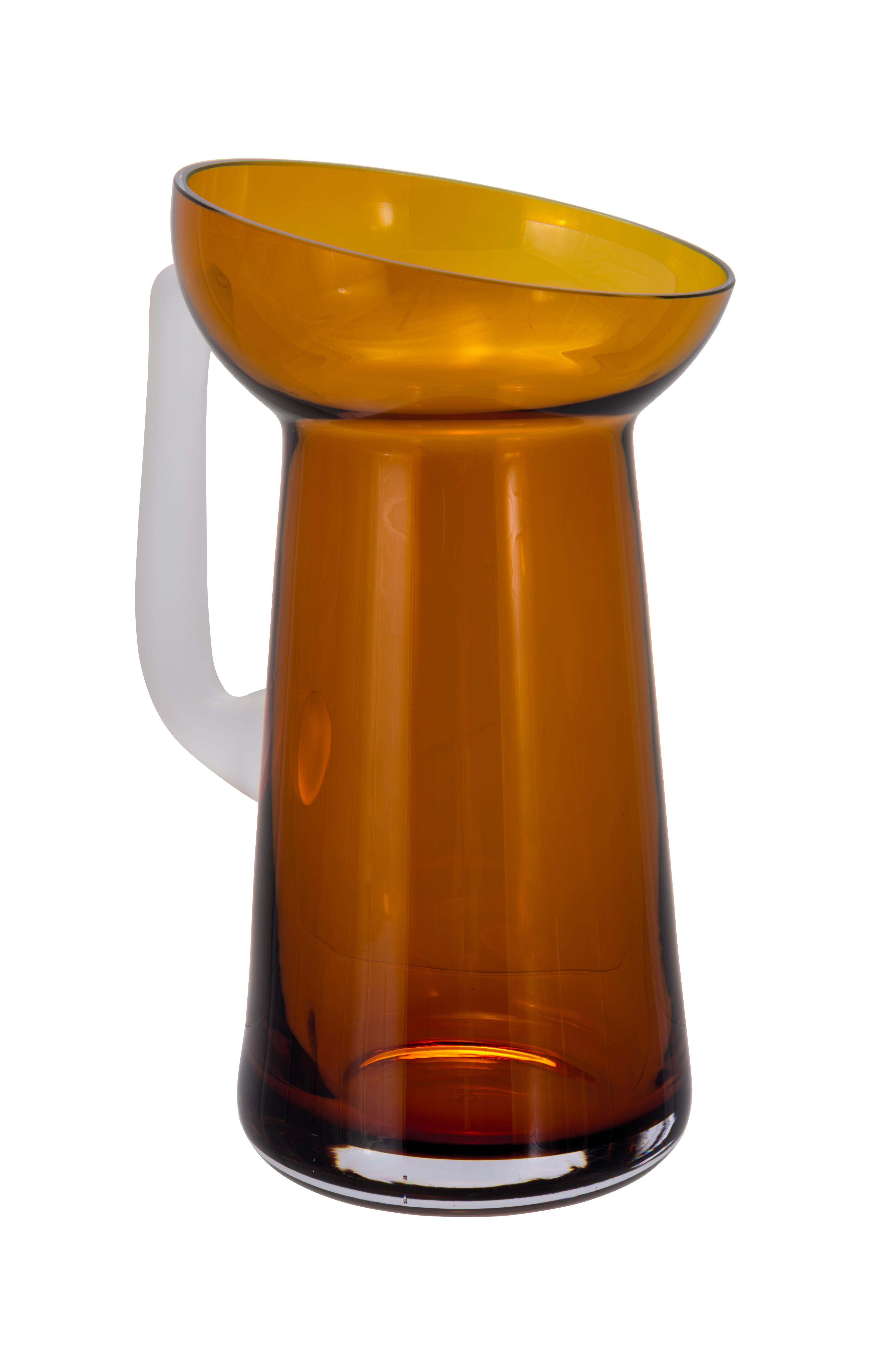 Post-Modern Set of 2 Carafes Dark Amber and Transparent by Pulpo For Sale