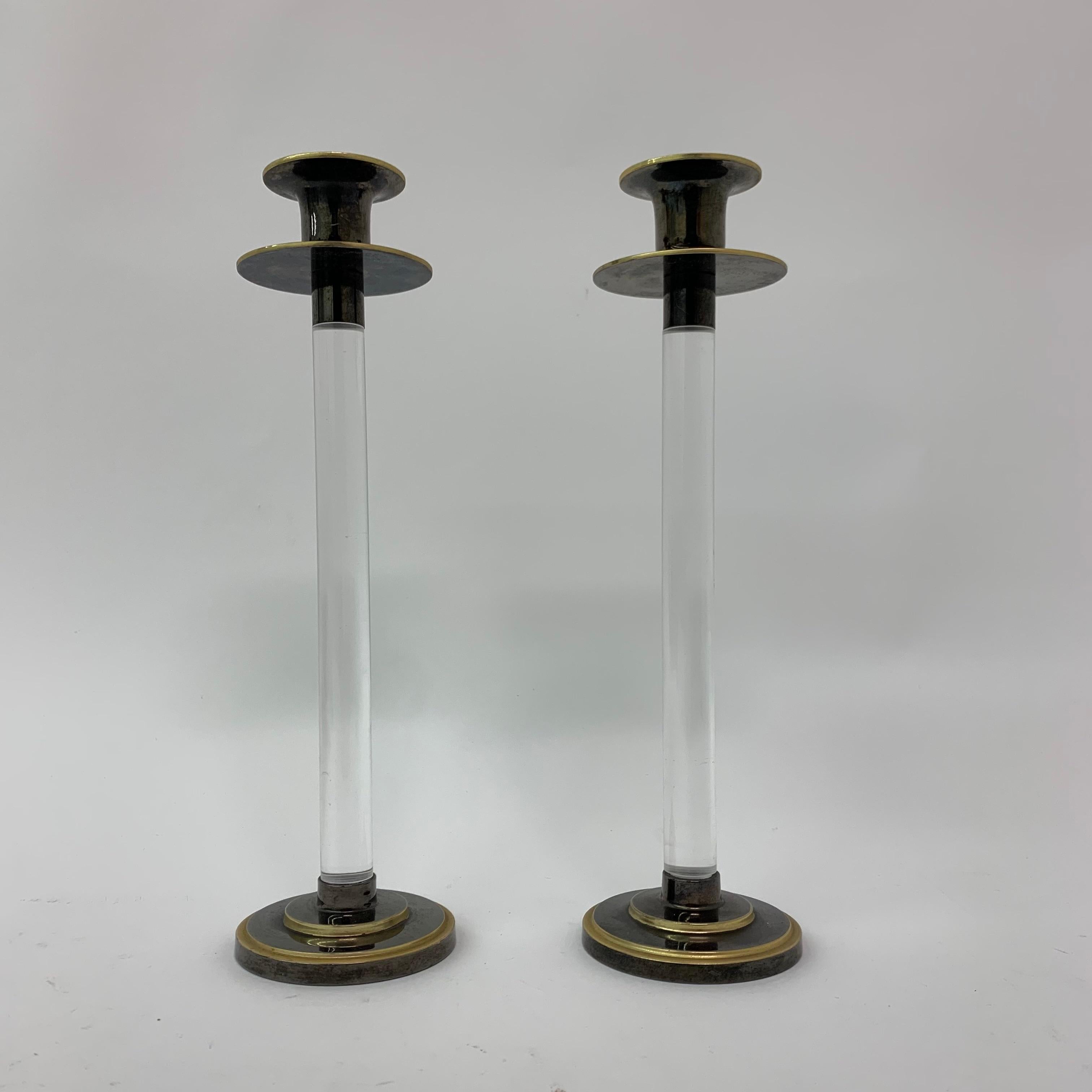 Francese Set di 2 candele in lucite Caravell, anni '70 in vendita