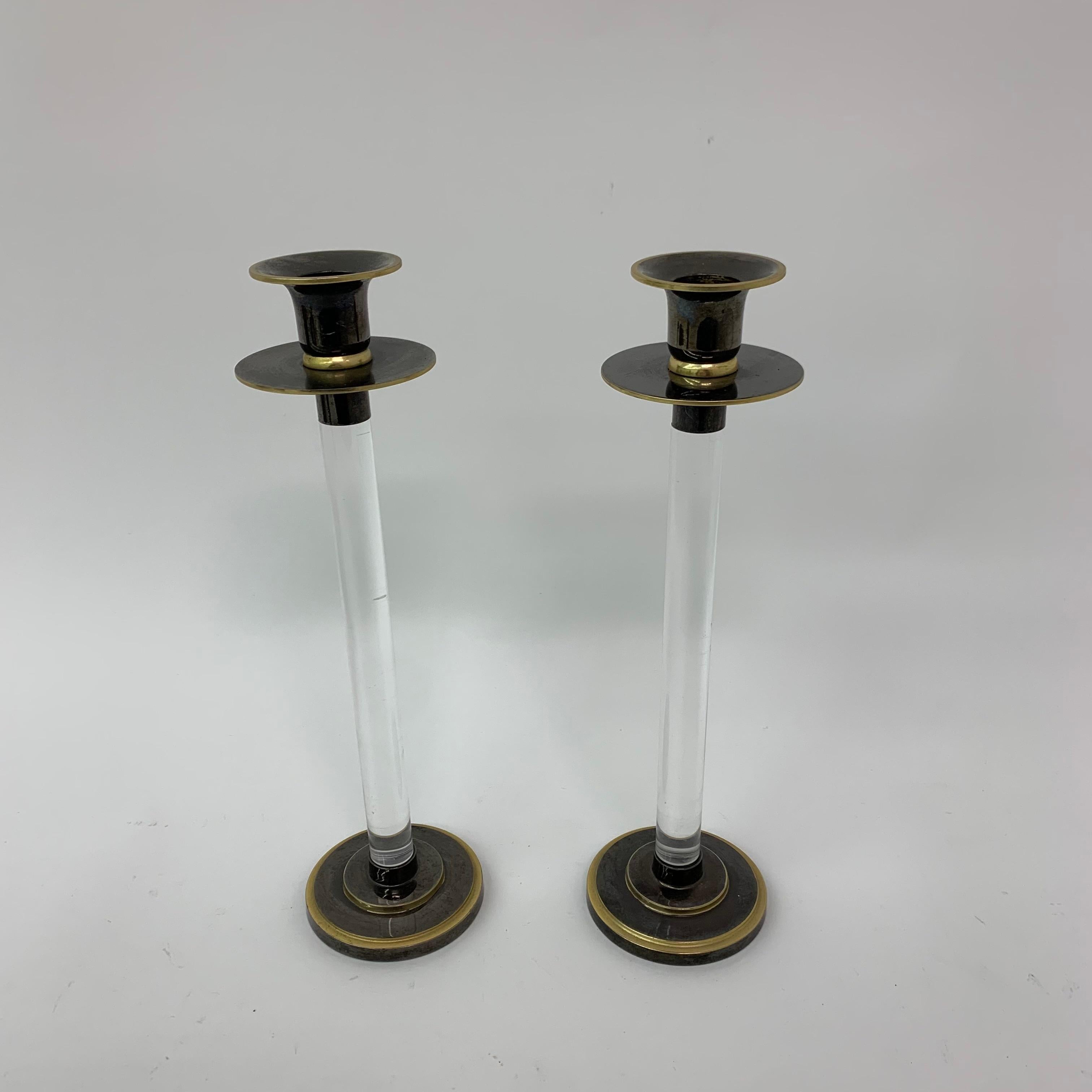 Set di 2 candele in lucite Caravell, anni '70 In condizioni buone in vendita a Delft, NL