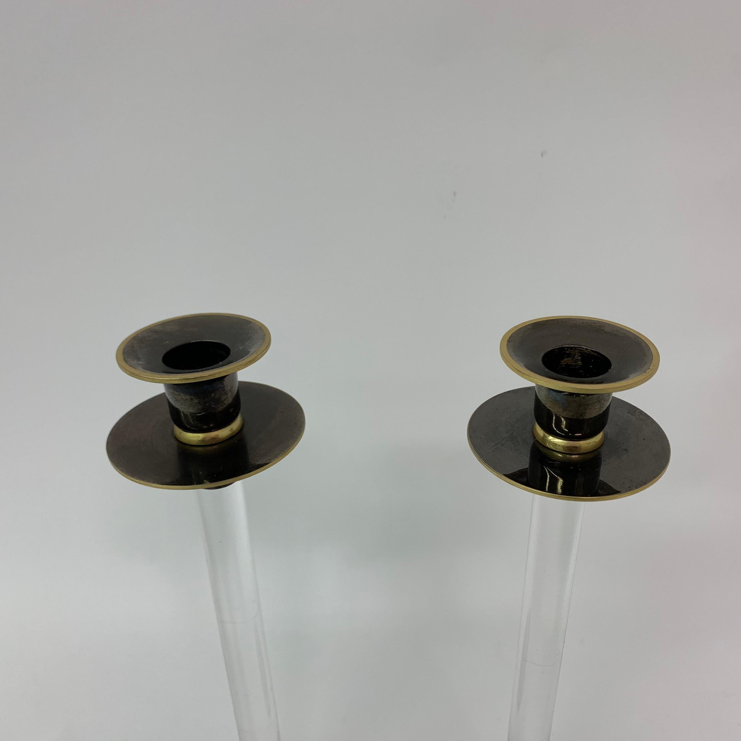 Fine XX secolo Set di 2 candele in lucite Caravell, anni '70 in vendita