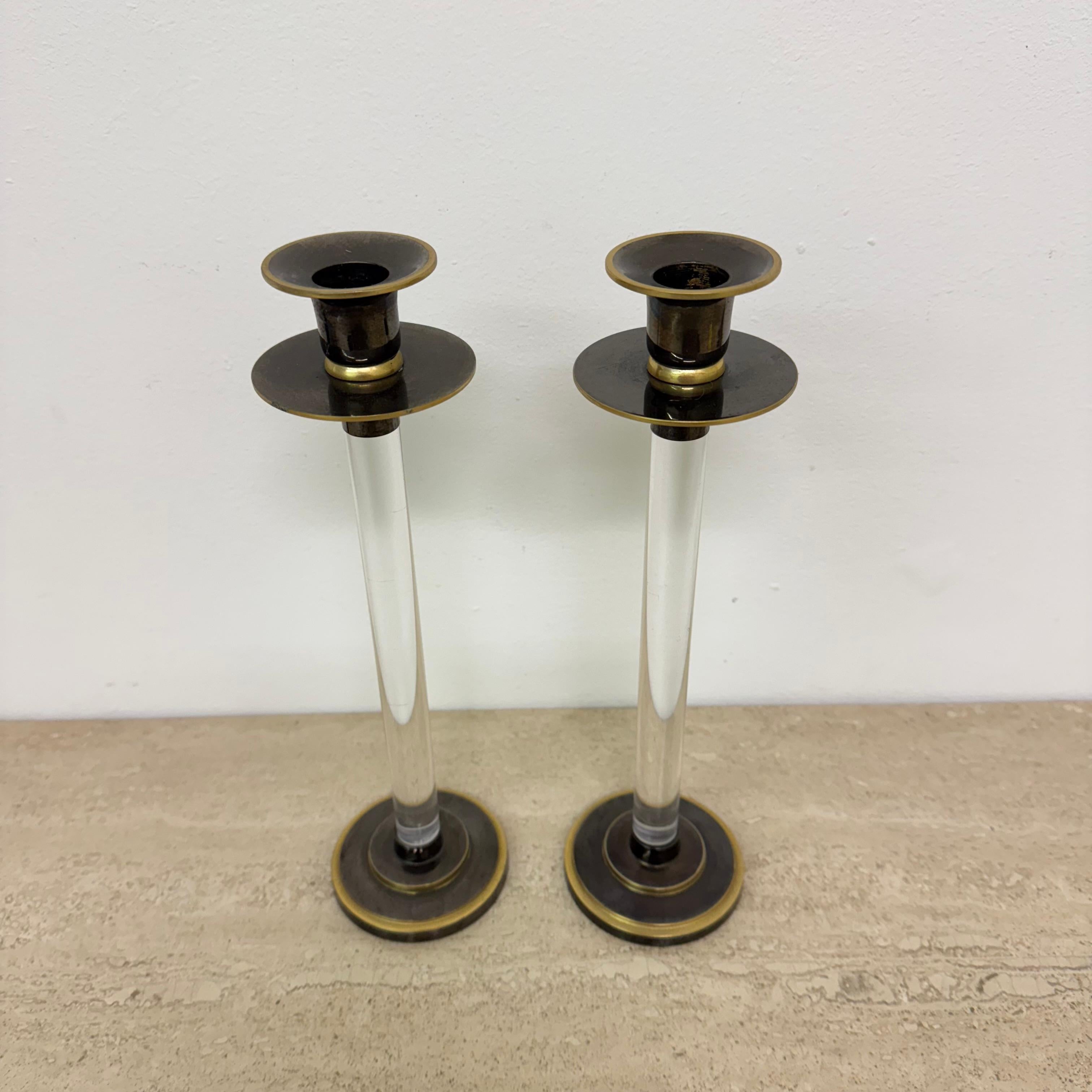 Fine XX secolo Set di 2 candele in lucite Caravell, anni '70 in vendita