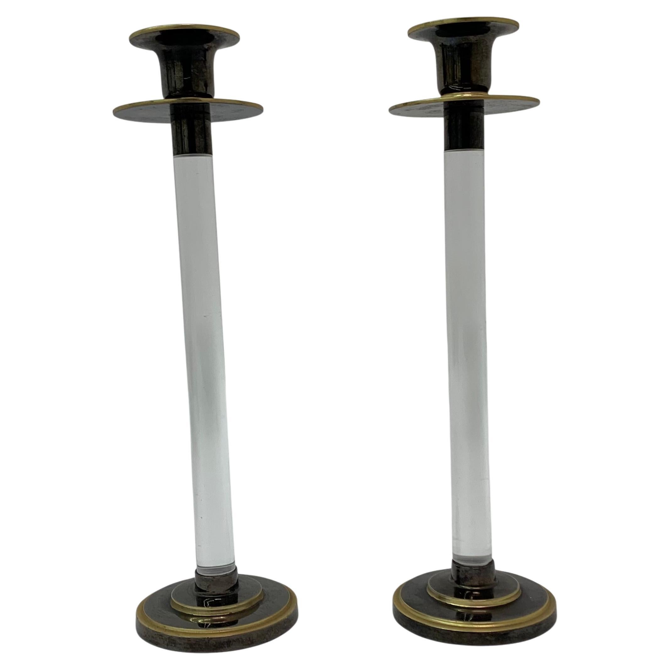 Set of 2 Caravell lucite candle sticks, 1970’s