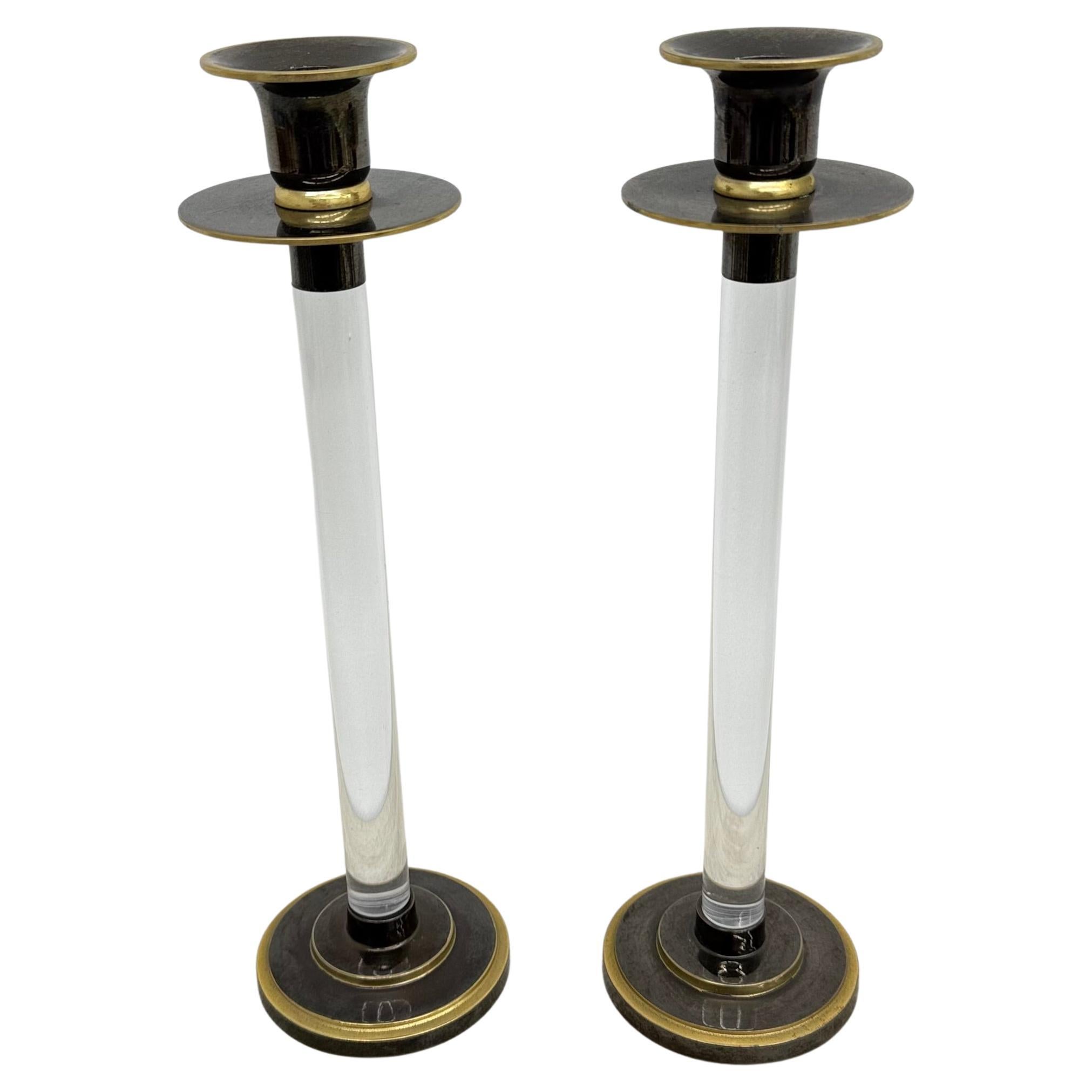 Set di 2 candele in lucite Caravell, anni 
70 in vendita