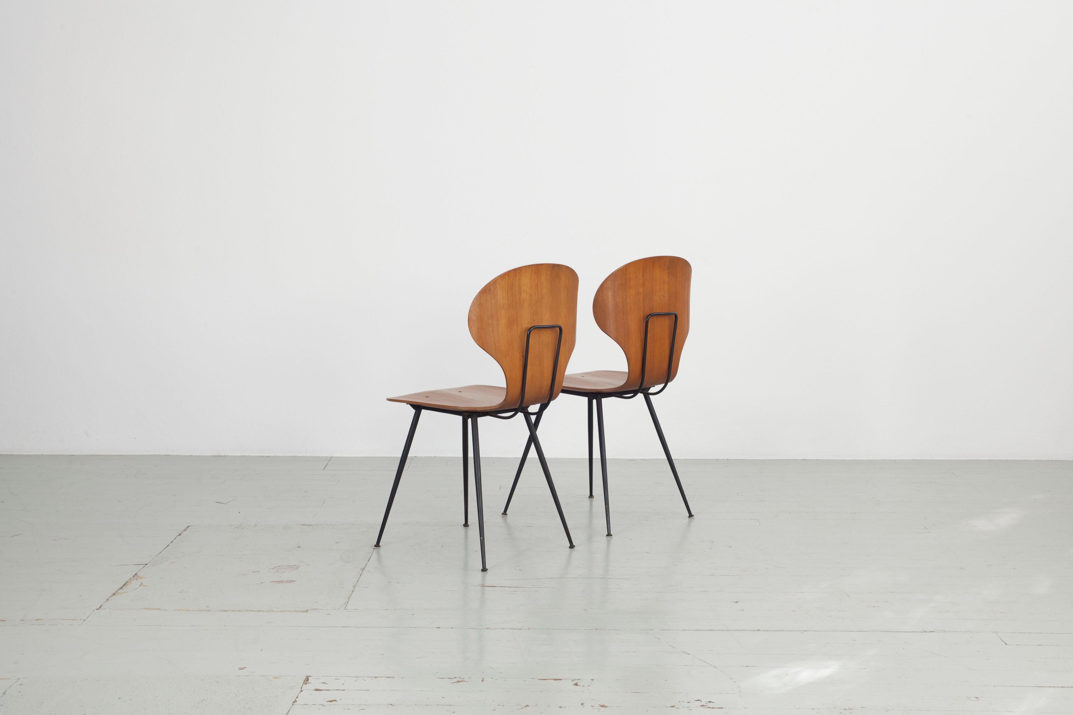 Italian Set of 2 , Carlo Ratti Bentwood Chairs, Italy, 1950s by Industria Legni Curvati  For Sale
