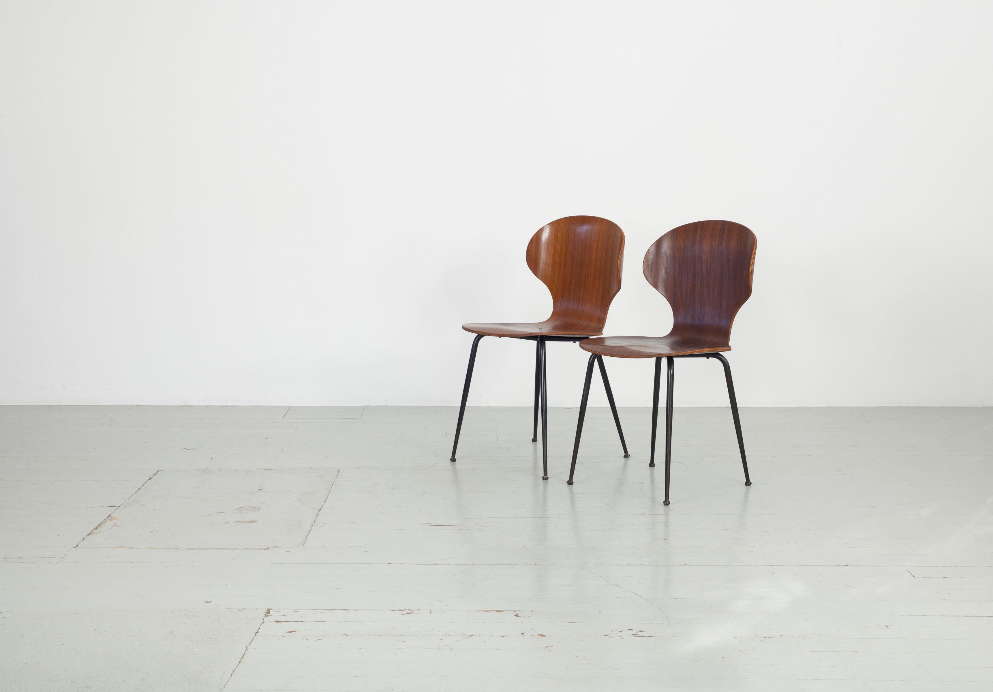 Italian Set of  2 , Carlo Ratti Bentwood Chairs, Italy, 1950s. Industria Legni Curvati.  For Sale