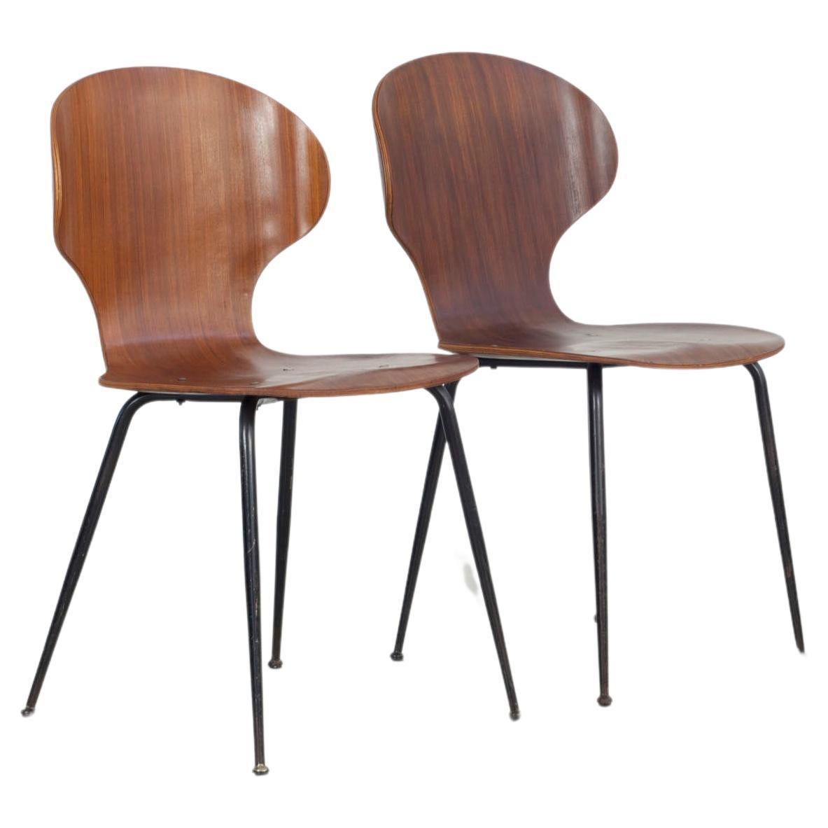 Set of  2 , Carlo Ratti Bentwood Chairs, Italy, 1950s. Industria Legni Curvati.  For Sale