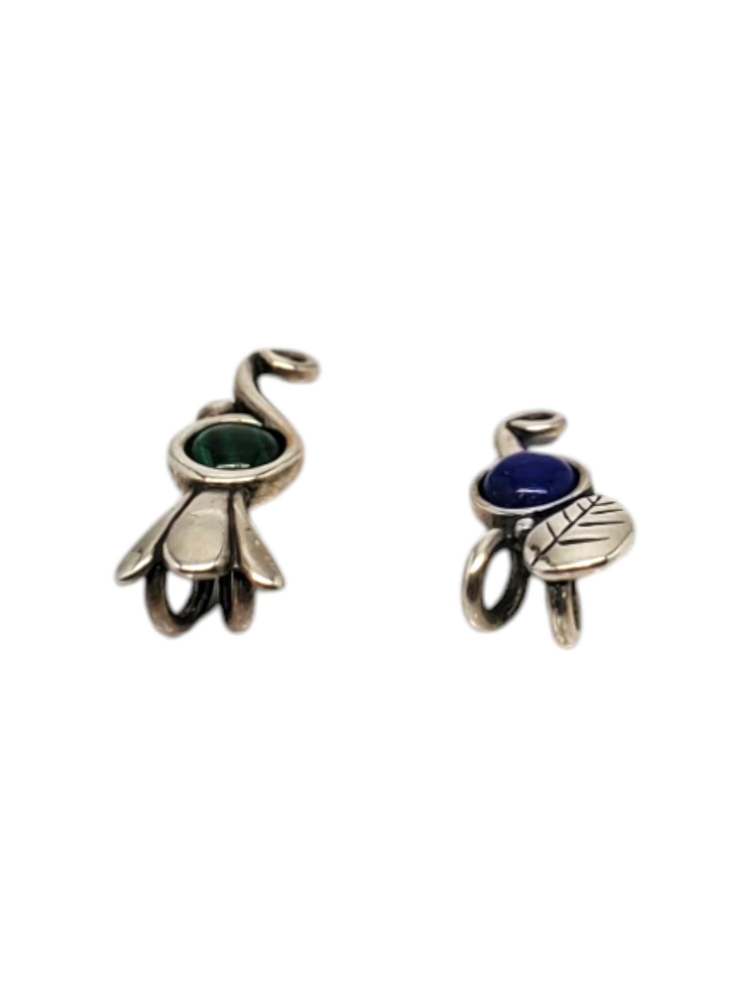 Taglio rotondo Set di 2 ciondoli Carolyn Pollack in argento sterling con lapislazzuli e malachite #19698 in vendita