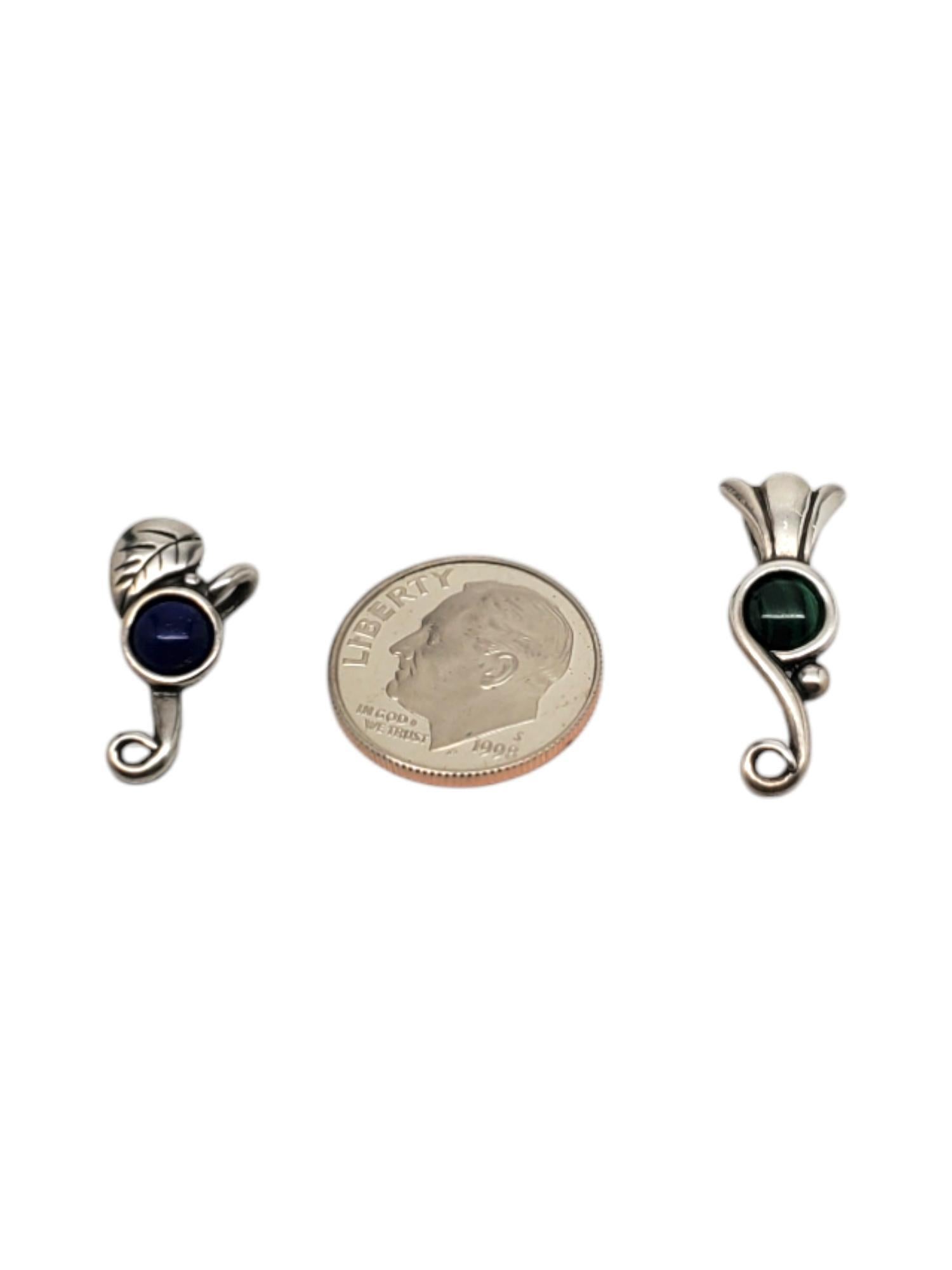 Set di 2 ciondoli Carolyn Pollack in argento sterling con lapislazzuli e malachite #19698 in vendita 2