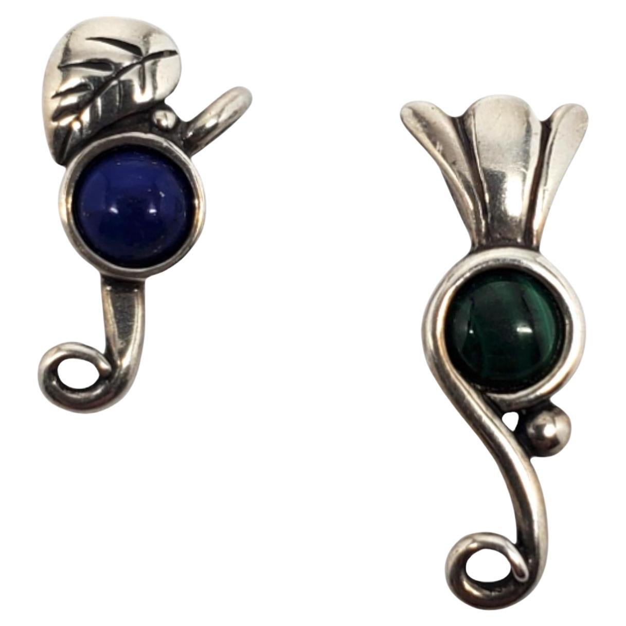 Set Of 2 Carolyn Pollack Sterling Silver Lapis Lazuli & Malachite Pendant #19698