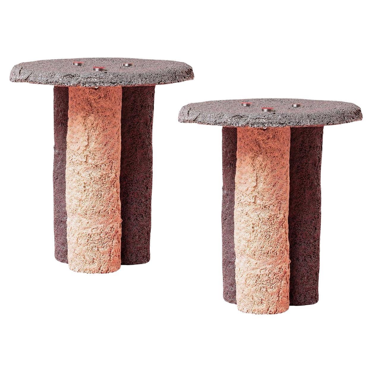 Ensemble de 2 tables d'appoint en tapis mat de Riccardo Cenedella