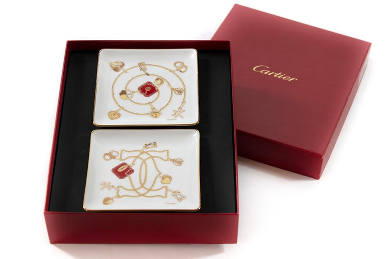 Set of 2 Cartier Porcelain Small Jewelry Plates at 1stDibs