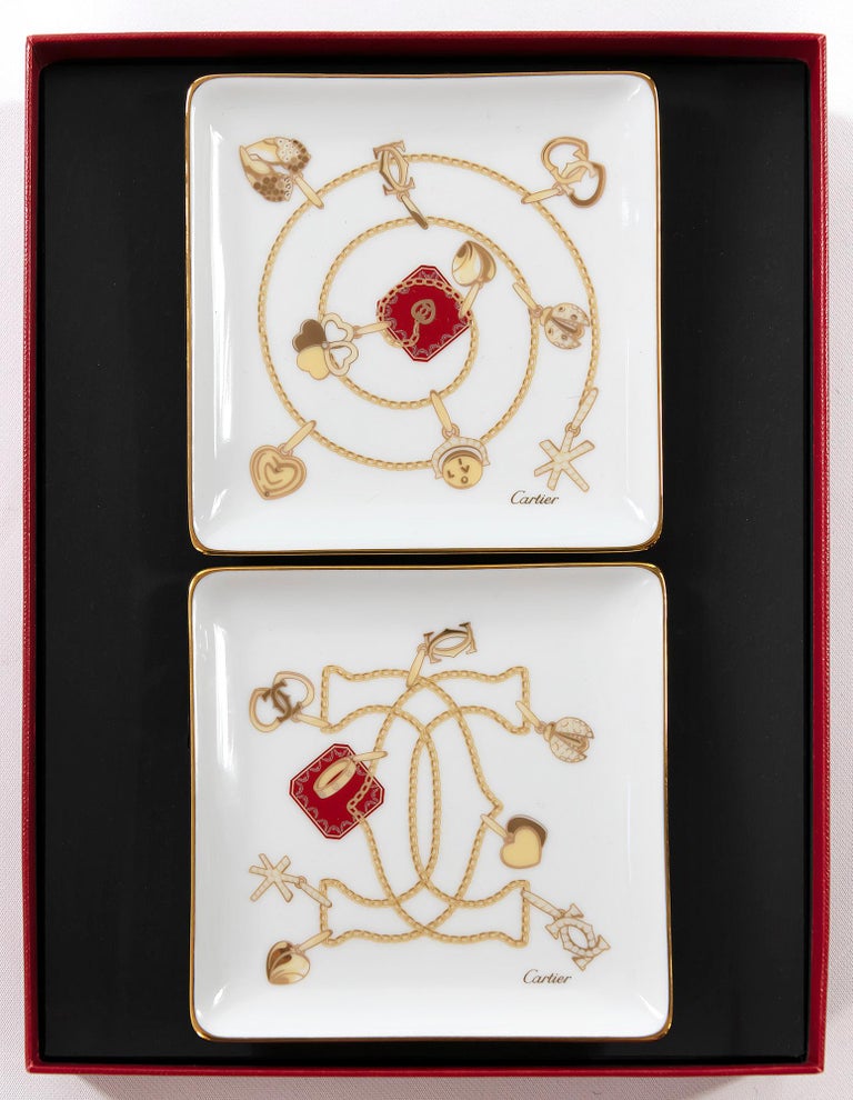Set of 2 Cartier Porcelain Small Jewelry Plates at 1stDibs