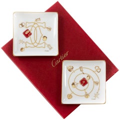Set of 2 Cartier Porcelain Small Jewelry Plates