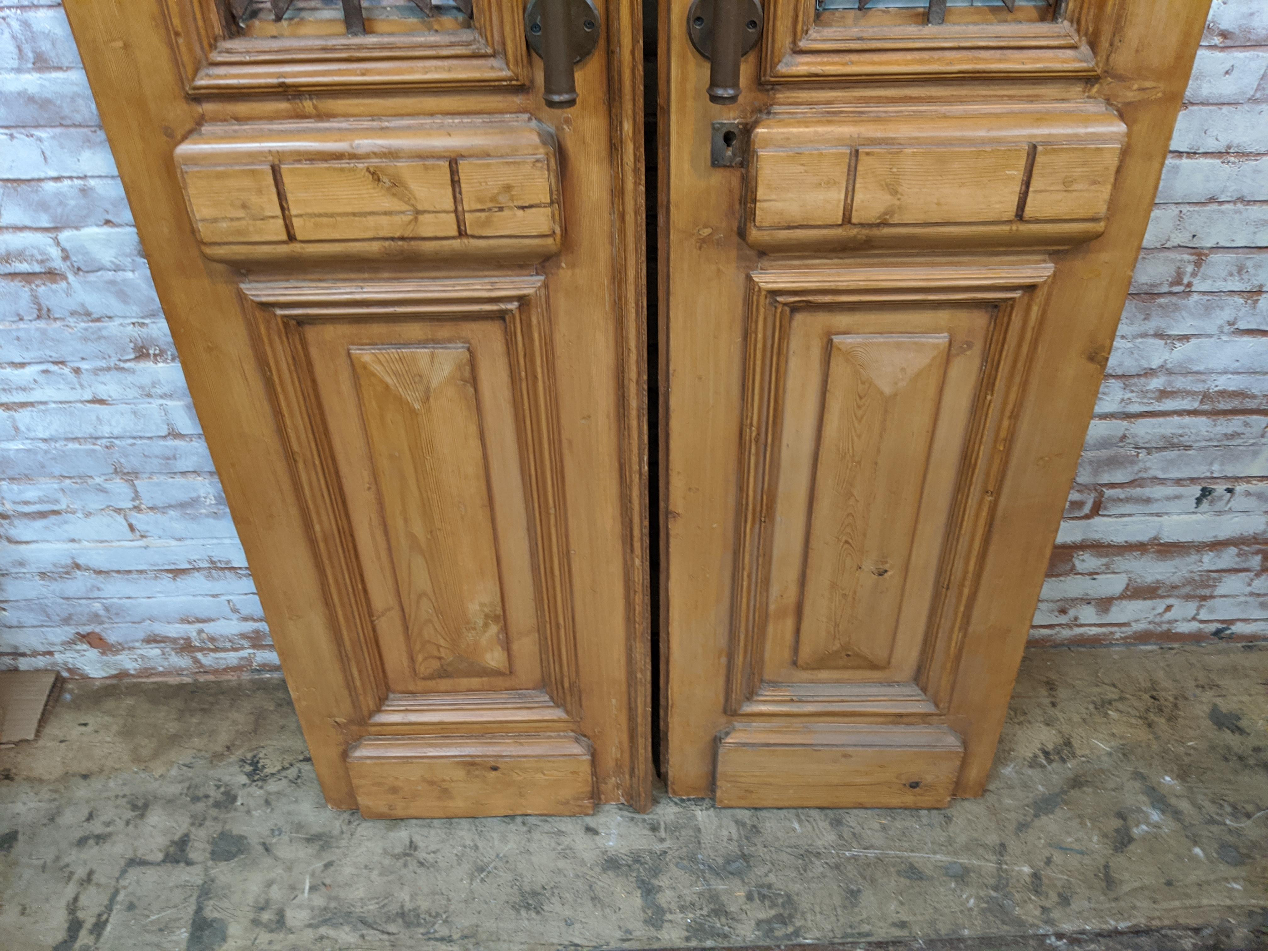 Vintage Set of 2 Carved Doors from Egypt with Original Ironwork In Good Condition In Stamford, CT