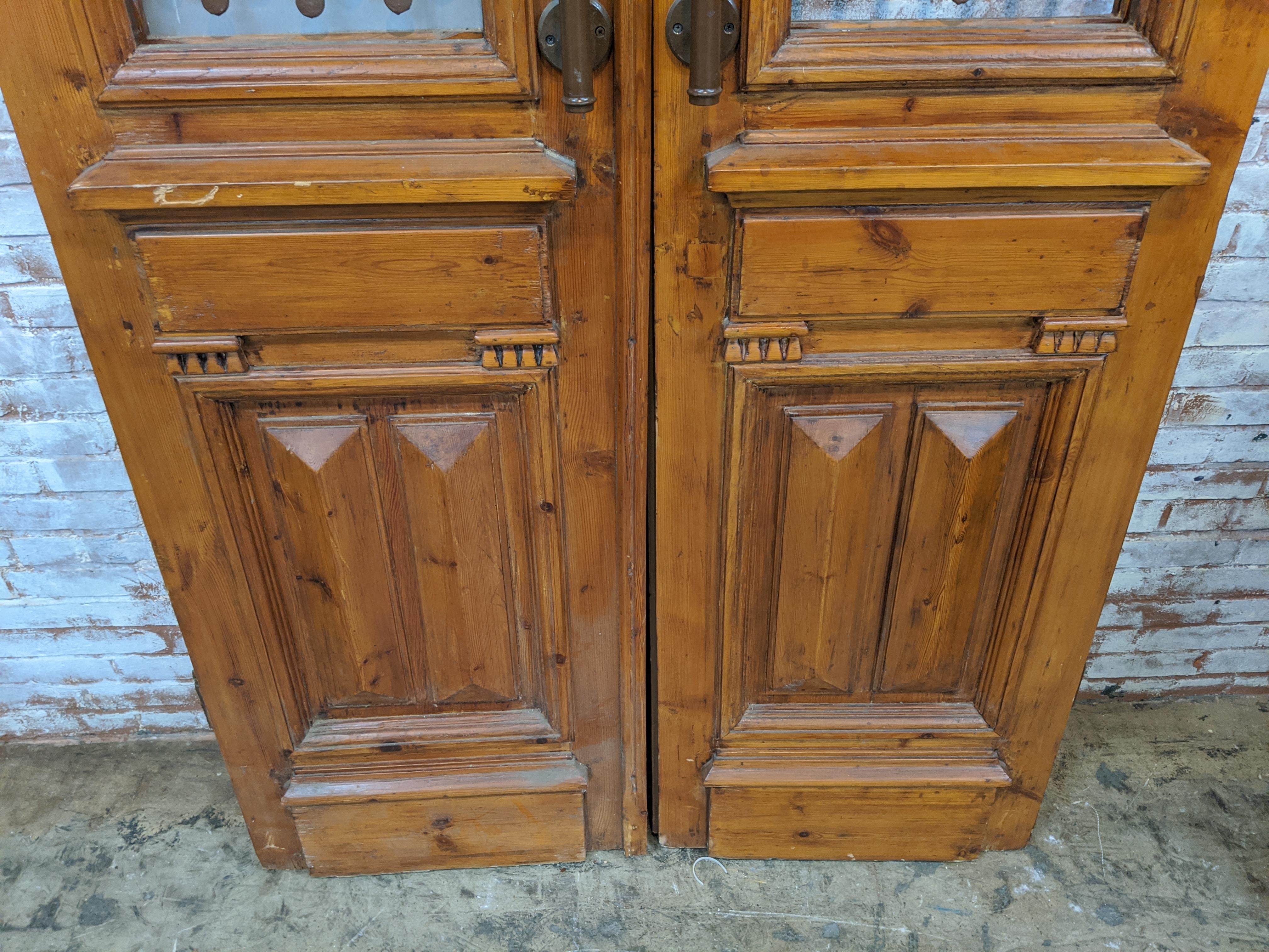 Vintage Set of 2 Carved Doors from Egypt with Original Ironwork In Good Condition In Stamford, CT