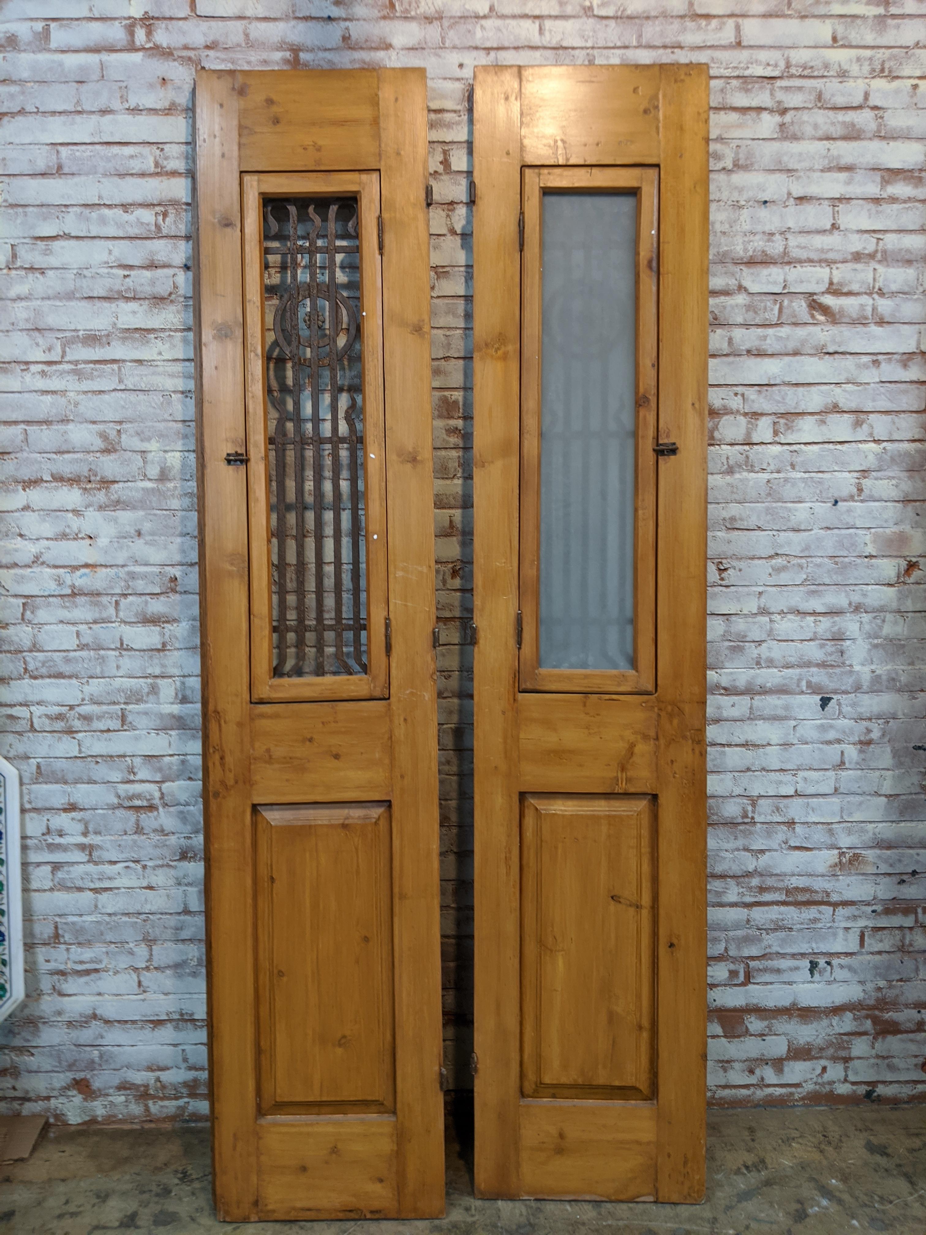 20th Century Vintage Set of 2 Carved Doors from Egypt with Original Ironwork