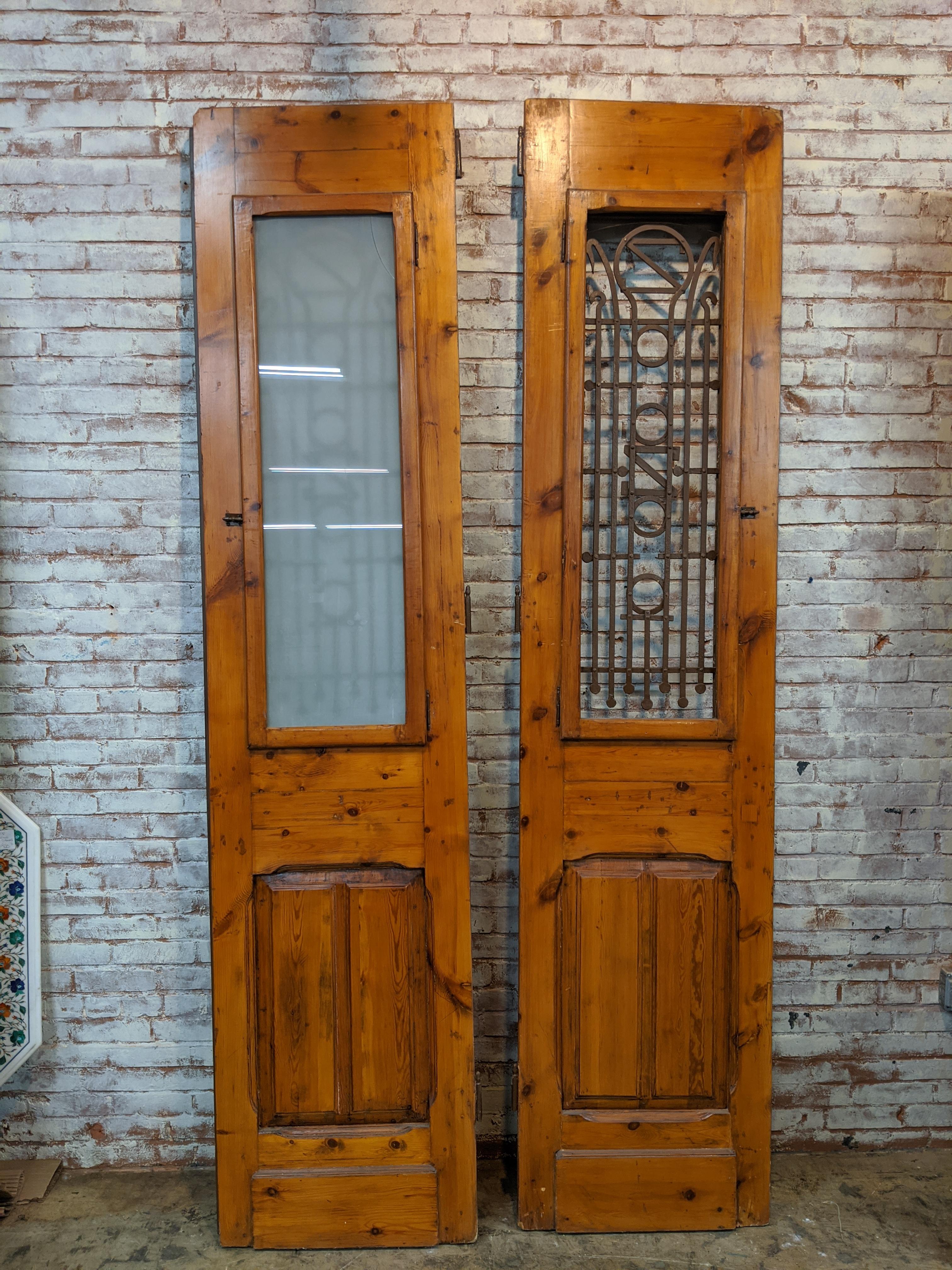 Vintage Set of 2 Carved Doors from Egypt with Original Ironwork 2
