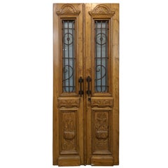 Vintage Set of 2 Carved Doors from Egypt with Original Ironwork