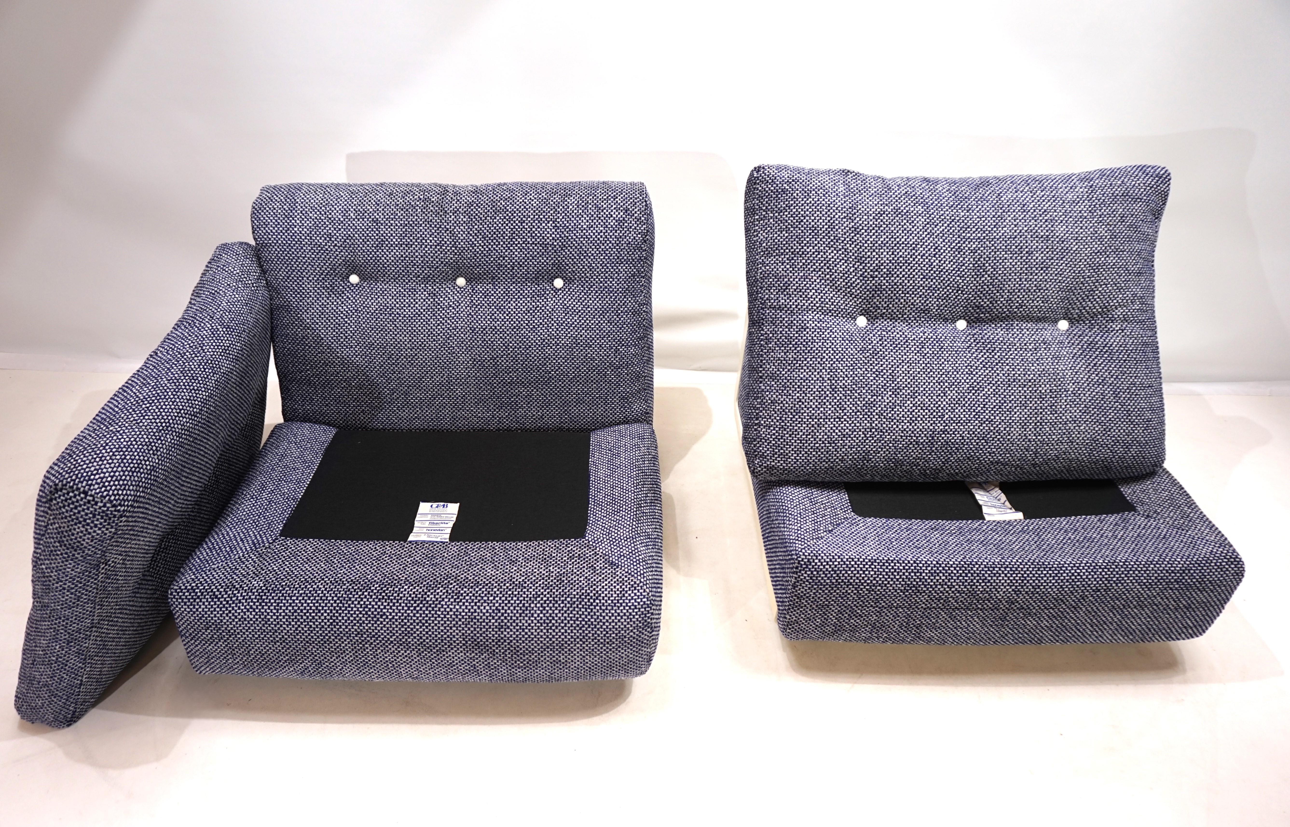 Tissu Set of 2 C&B Italia Amanta lounge modular chairs by Mario Bellini, 1970. en vente
