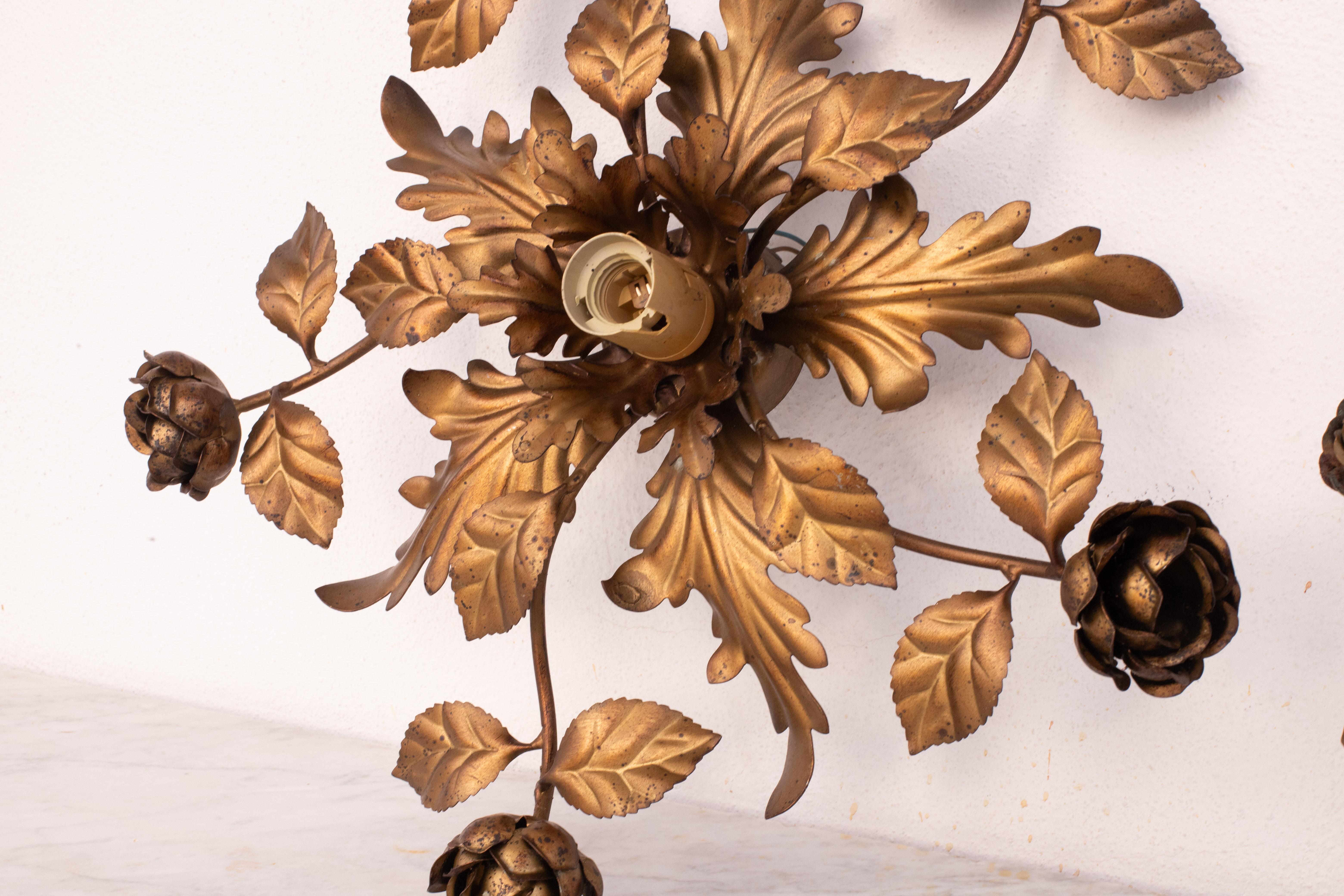 Set di 2 luci da soffitto in ottone e bronzo in stile Luigi XV in vendita 1