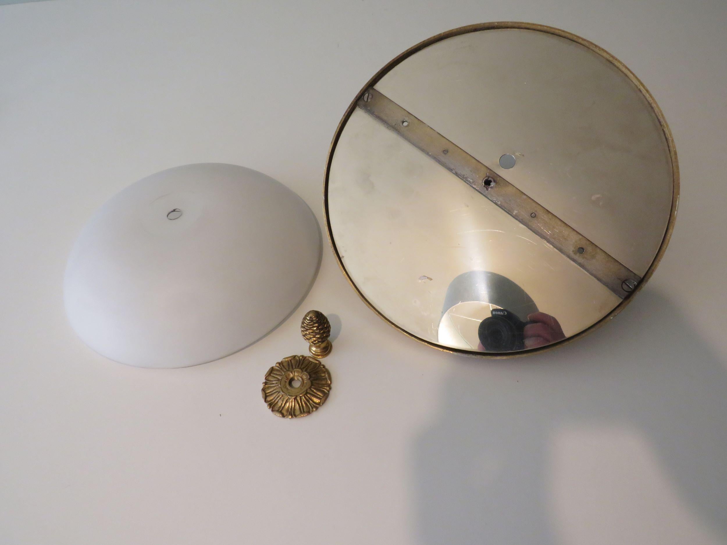 Set of 2 Ceiling Lamps in Bronze and Opaline Glass, France, 1960s 4