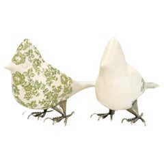 Set of 2 Ceramic Cardinals with Floral Design - Hand-made in Mexico