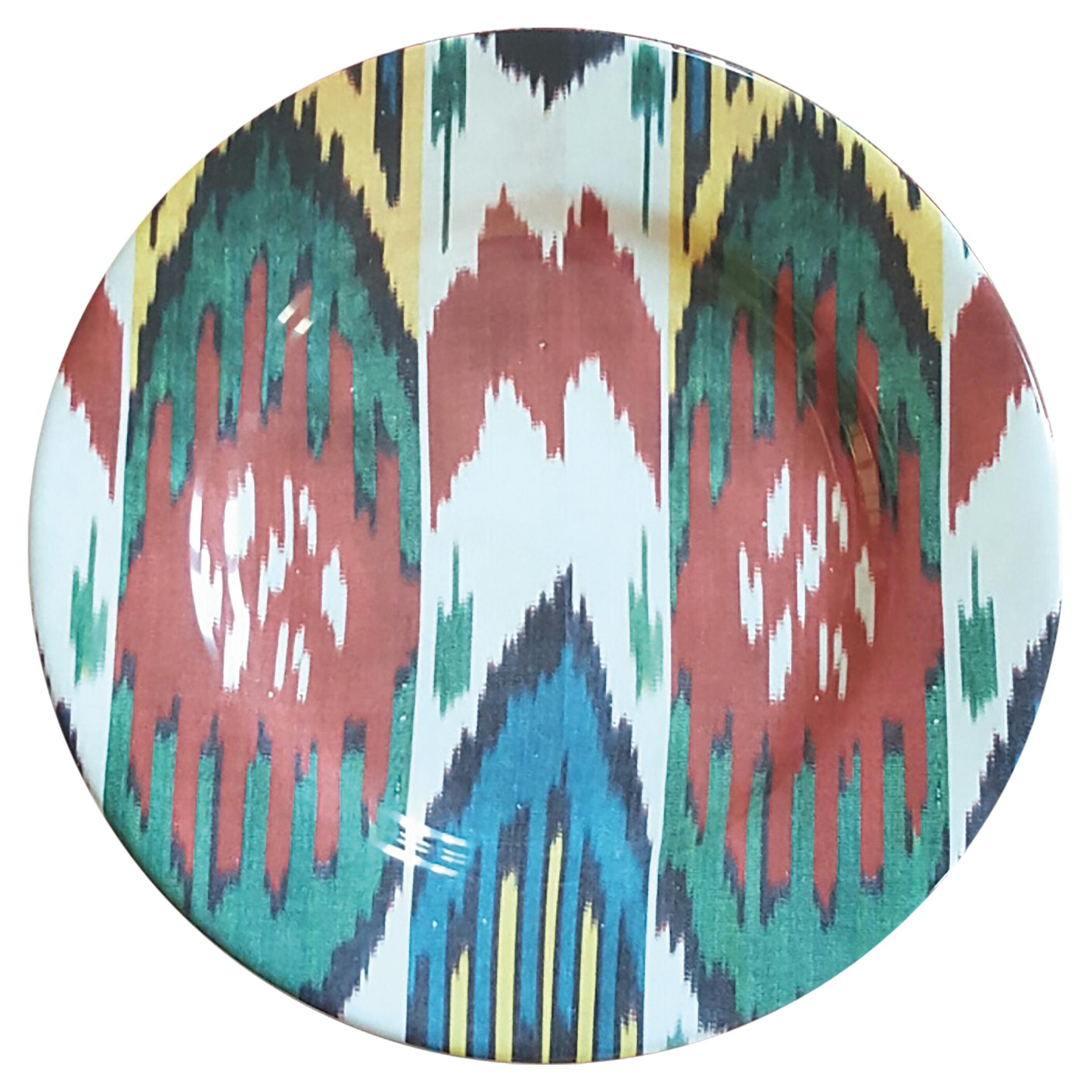 Set de 2 platos de postre de cerámica Ikat - Estilo #104 en venta