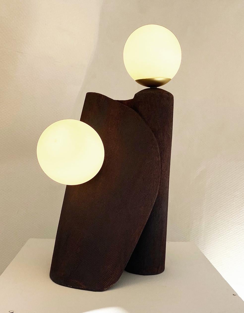 Contemporary Set of 2 Ceramic Lamps by Olivia Cognet
