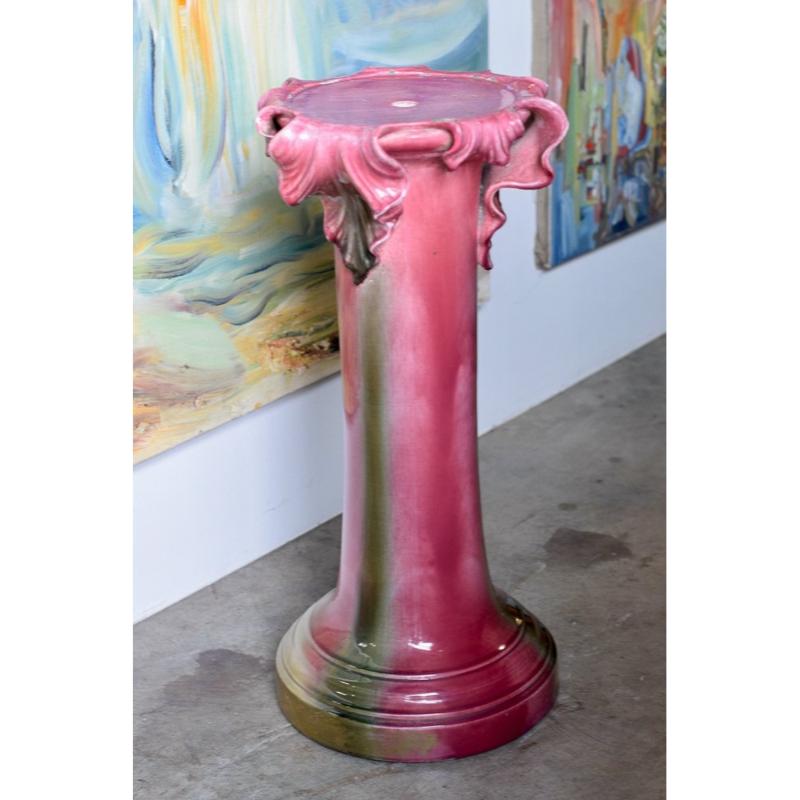 Set of 2 Ceramic Majolica Planter on Column, Vallauris, France For Sale 4